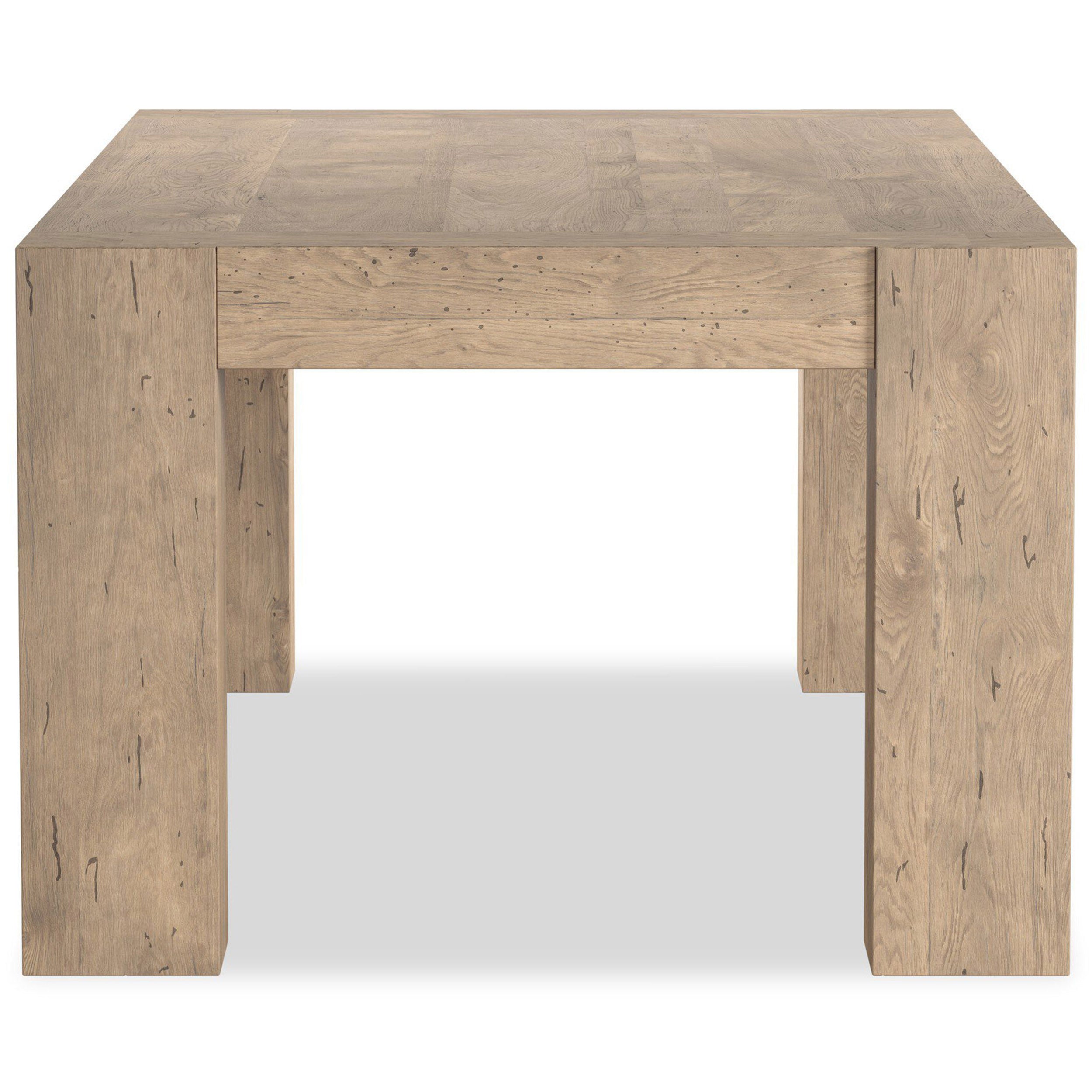 Abaso Dining Table, Whitewash Rustic Wormwood Oak