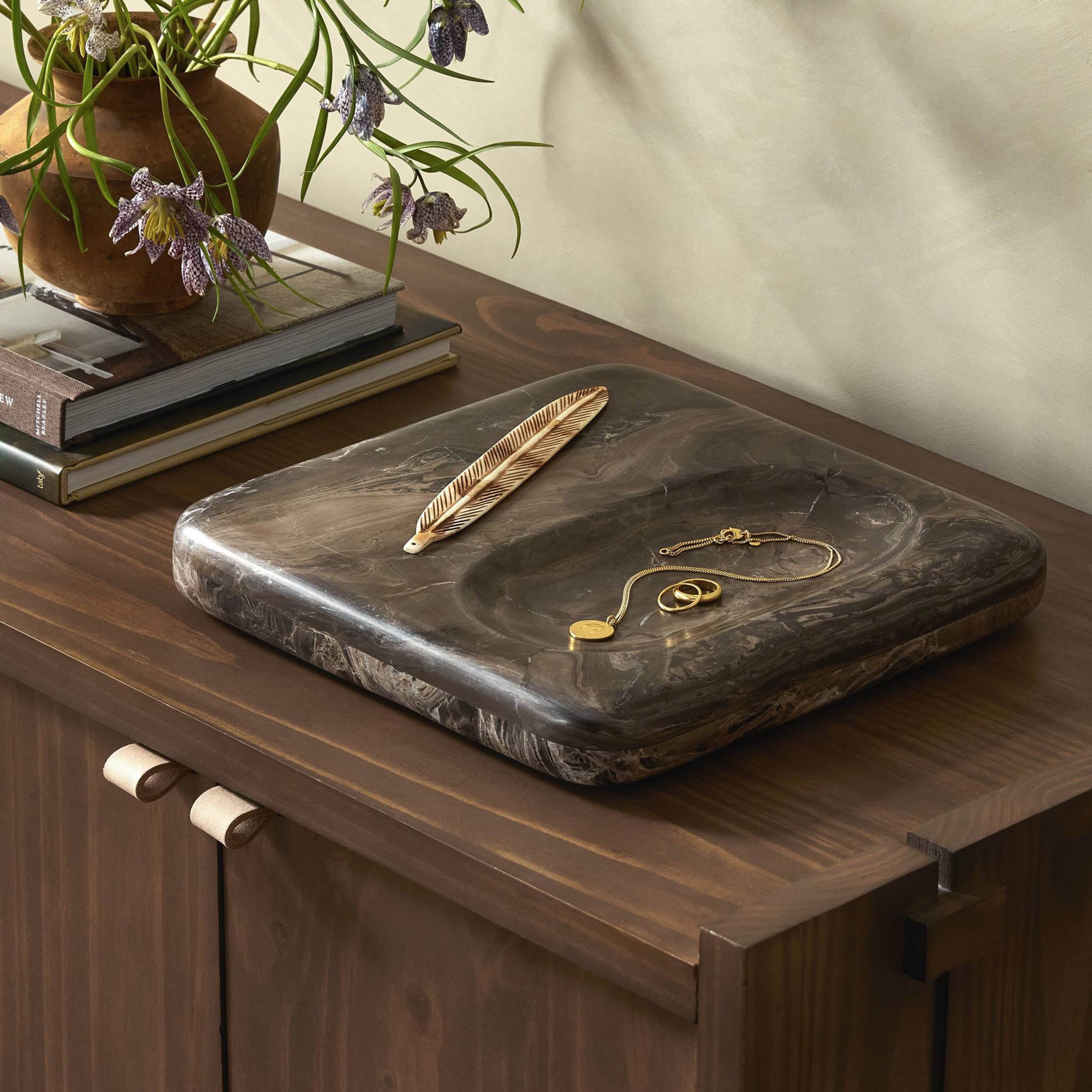 Rossi Catchall, Rocky Brown Marble