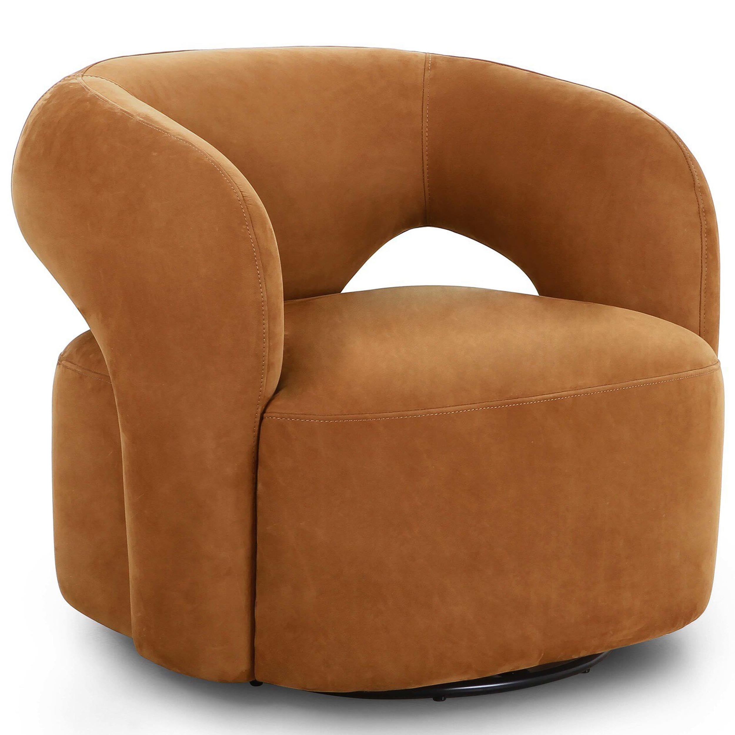 Mazie Swivel Chair, Nubuck Cognac