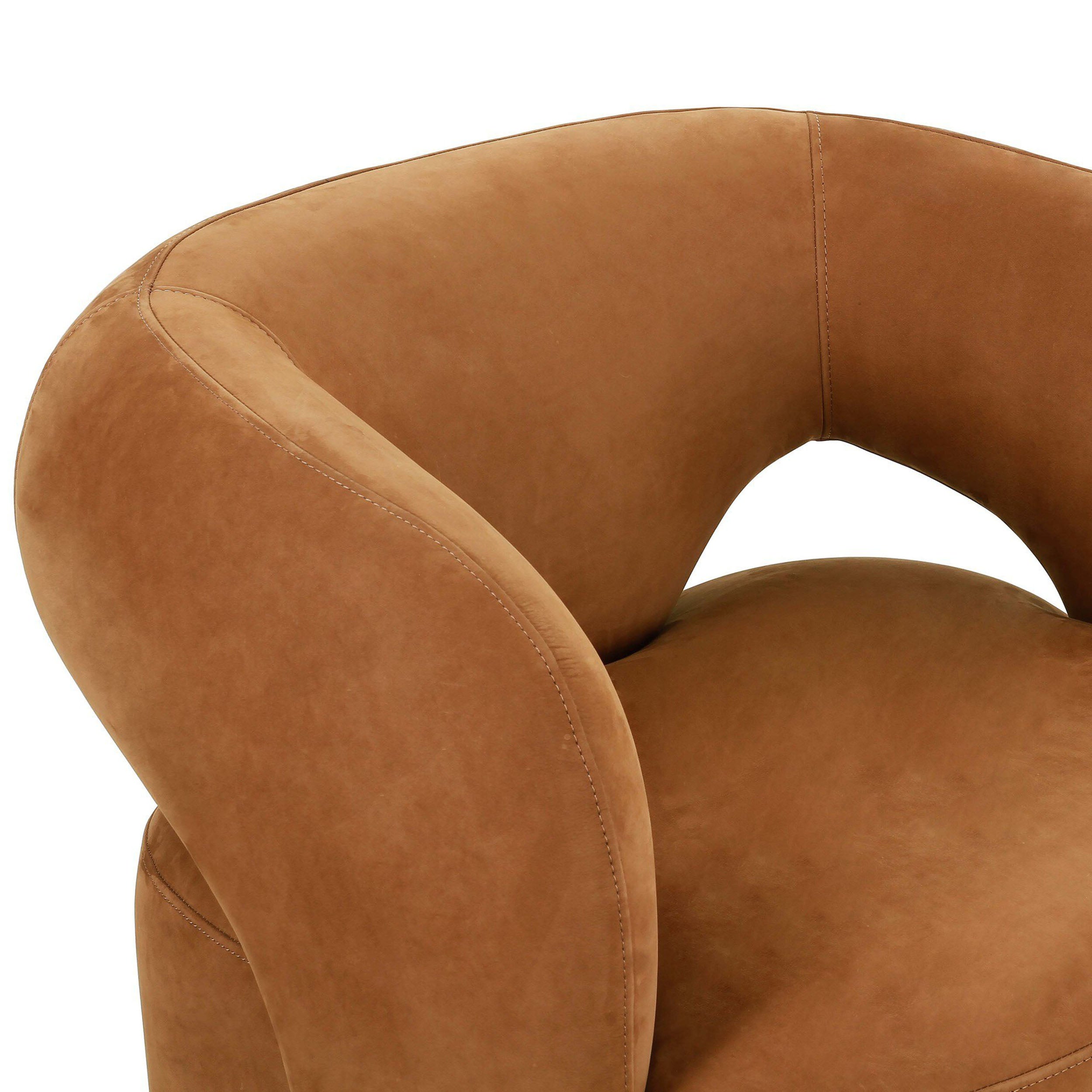 Mazie Swivel Chair, Nubuck Cognac
