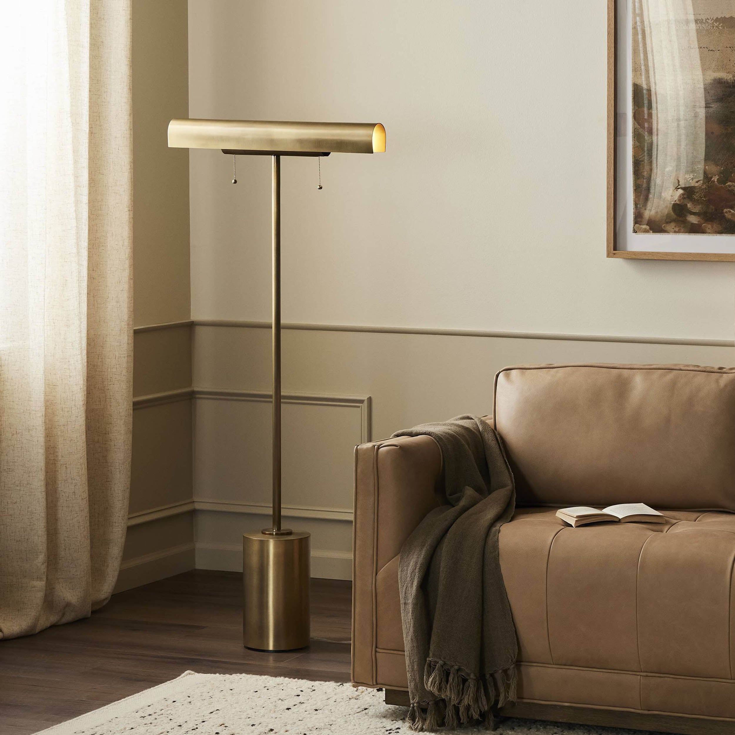 Luther Floor Lamp, Aged Brass Iron
