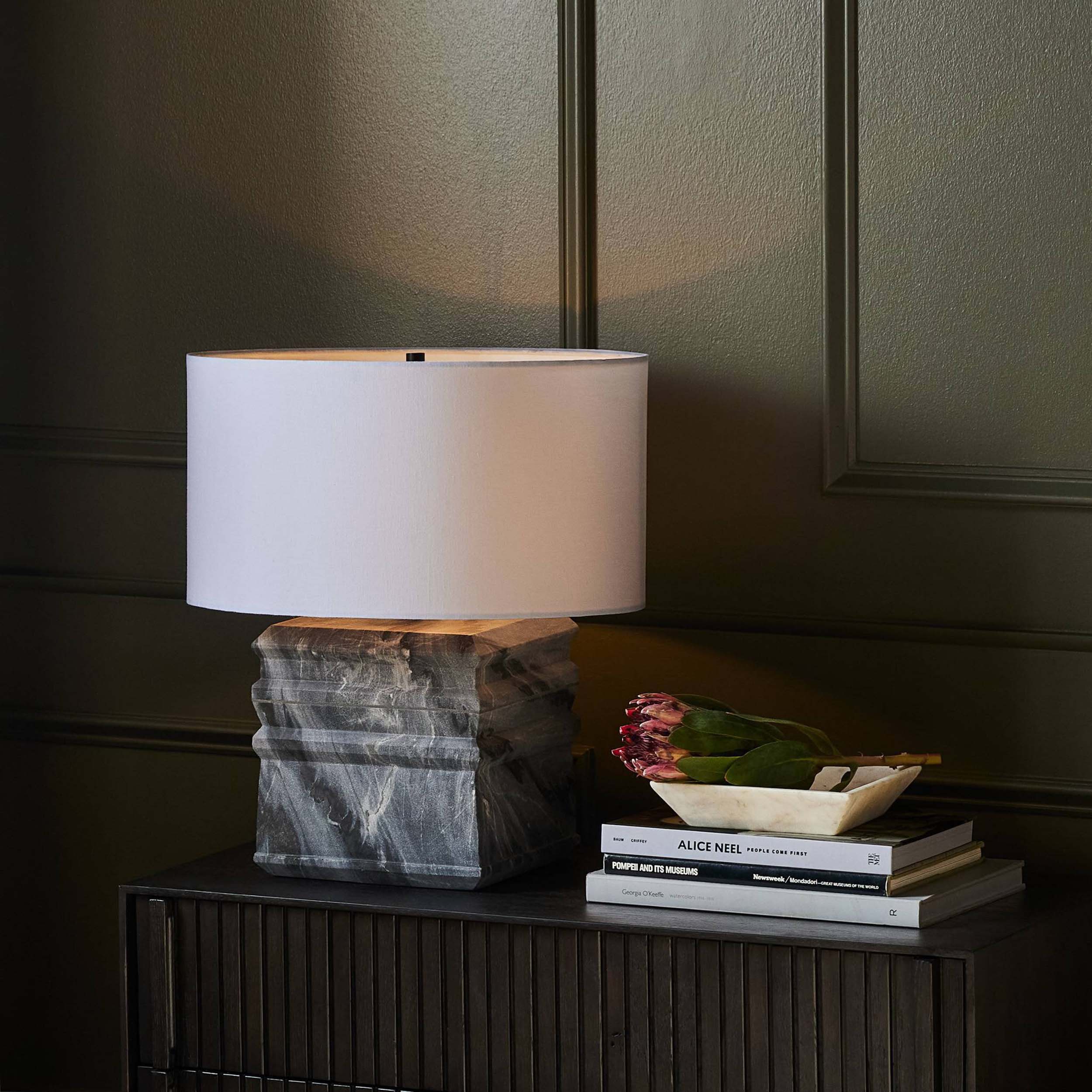 Cedric Table Lamp, Slate Grey Marble