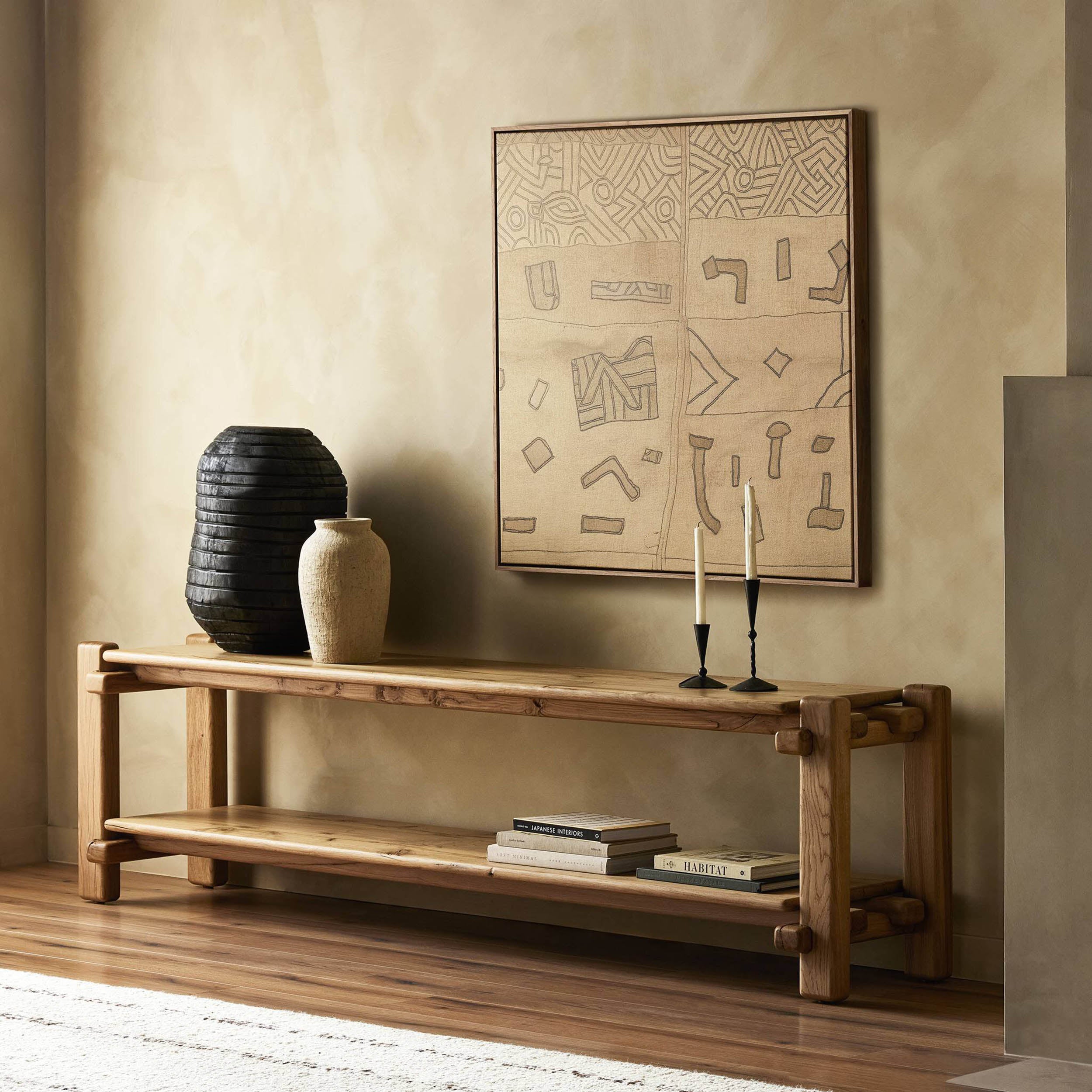 Marcia Low Console Table, Natural Reclaimed French Oak