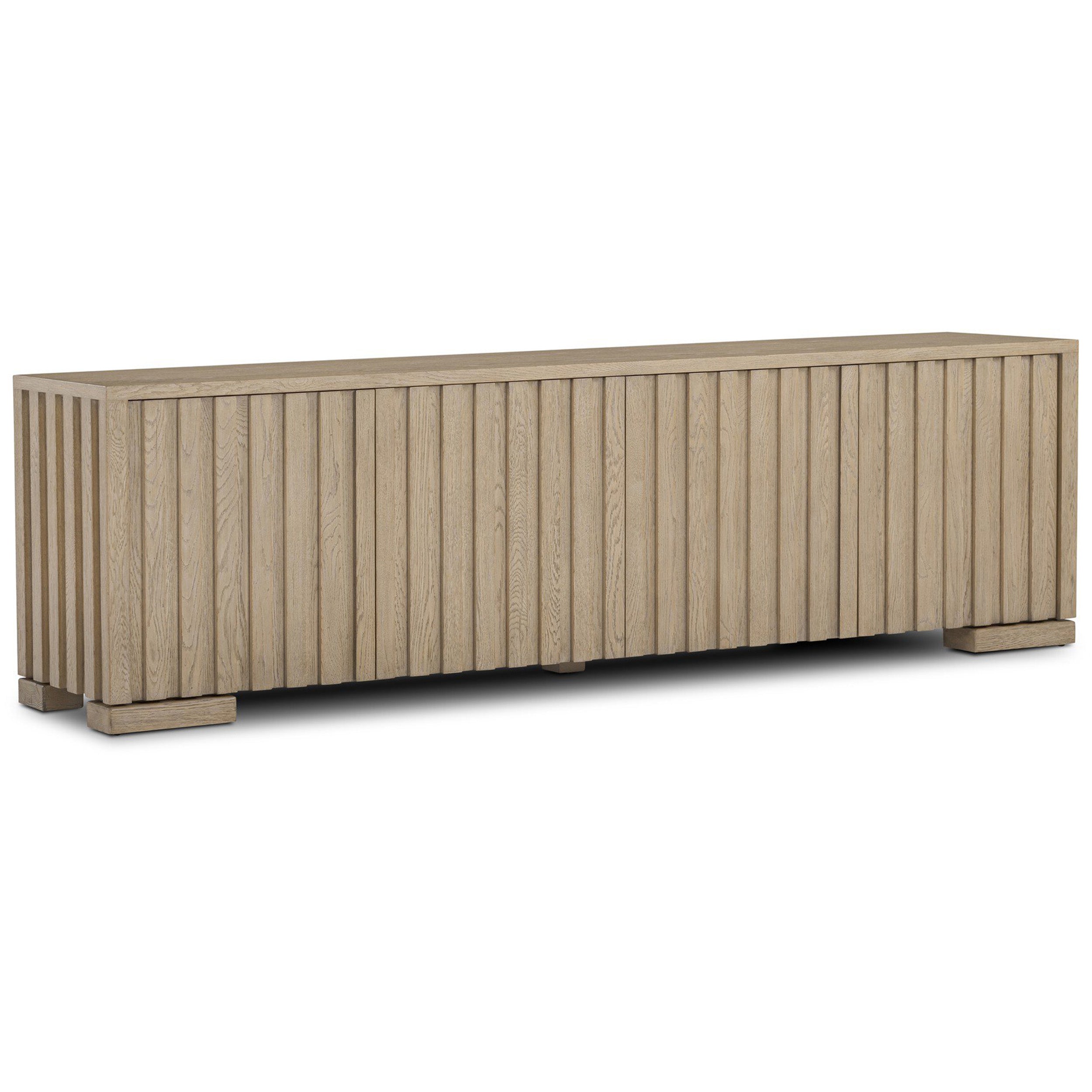 Ramos Media Console, Bleached Oak Veneer