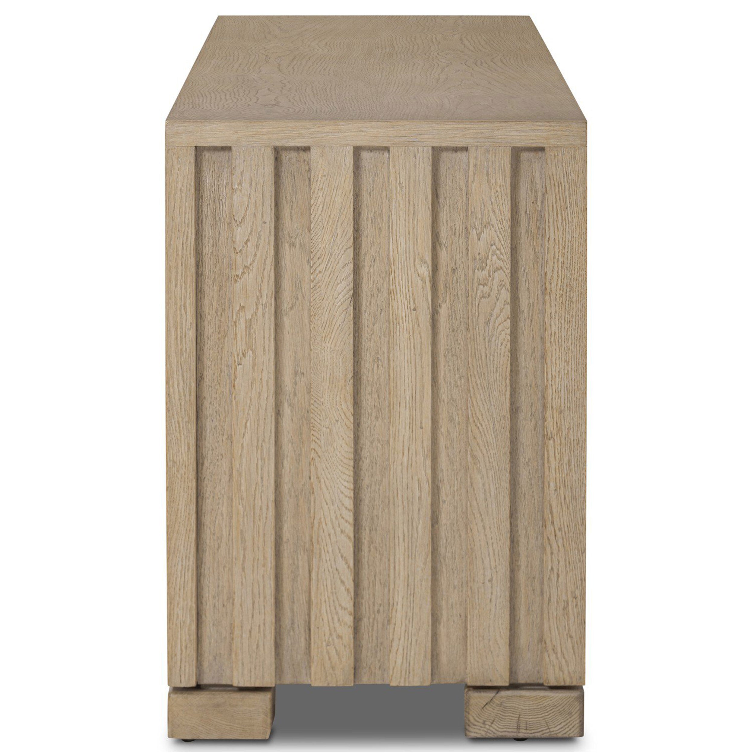 Ramos Media Console, Bleached Oak Veneer