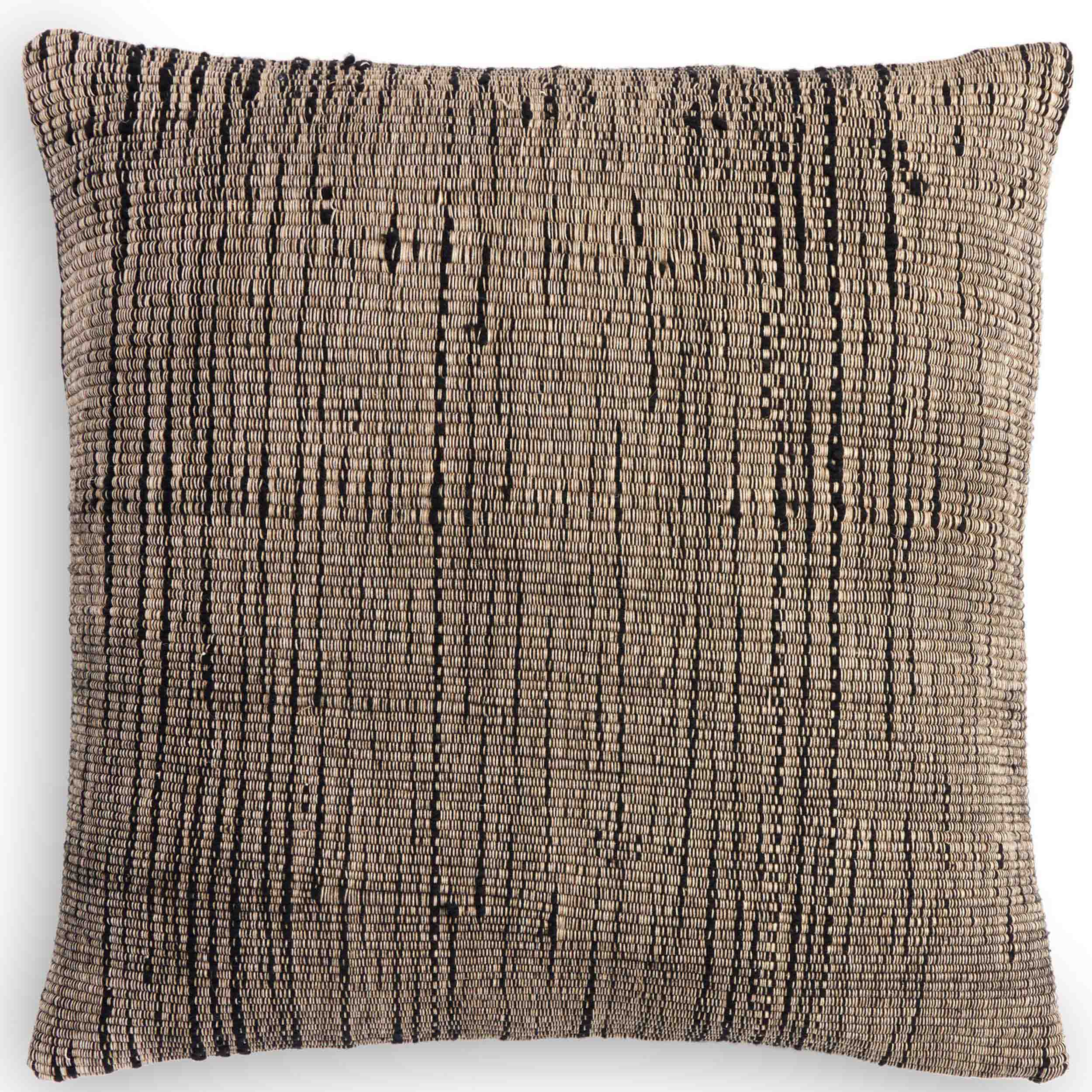Handwoven Stripe Wool Pillow, Black Wool
