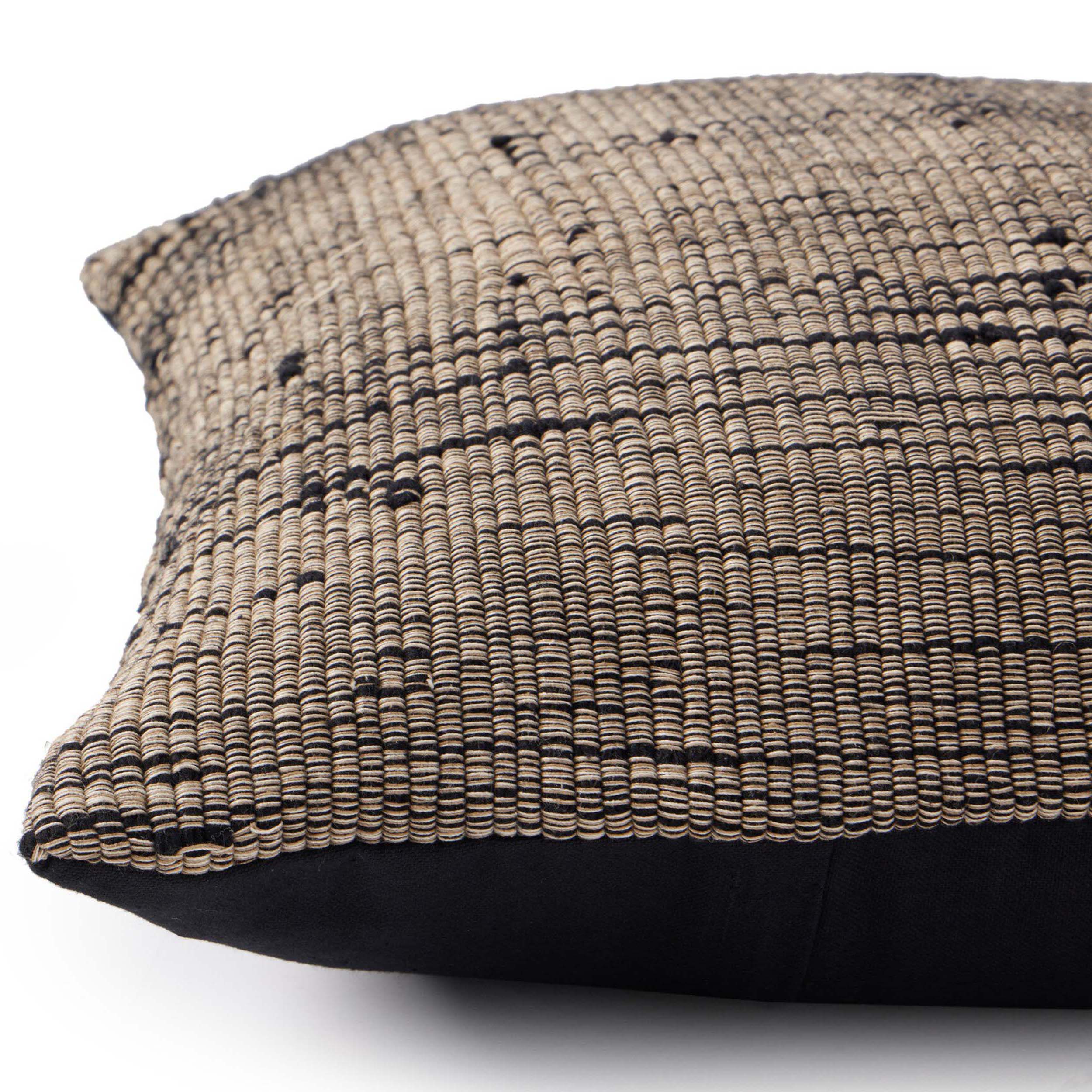 Handwoven Stripe Wool Pillow, Black Wool