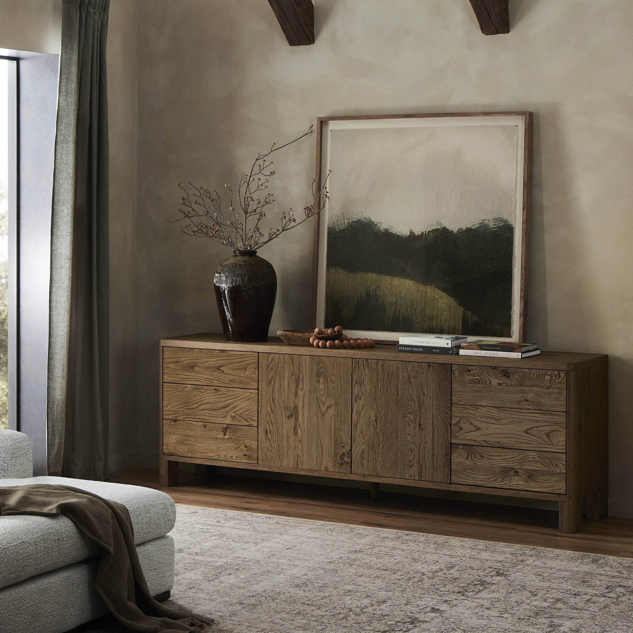 Noeline Media Console, Resawn Worn Oak