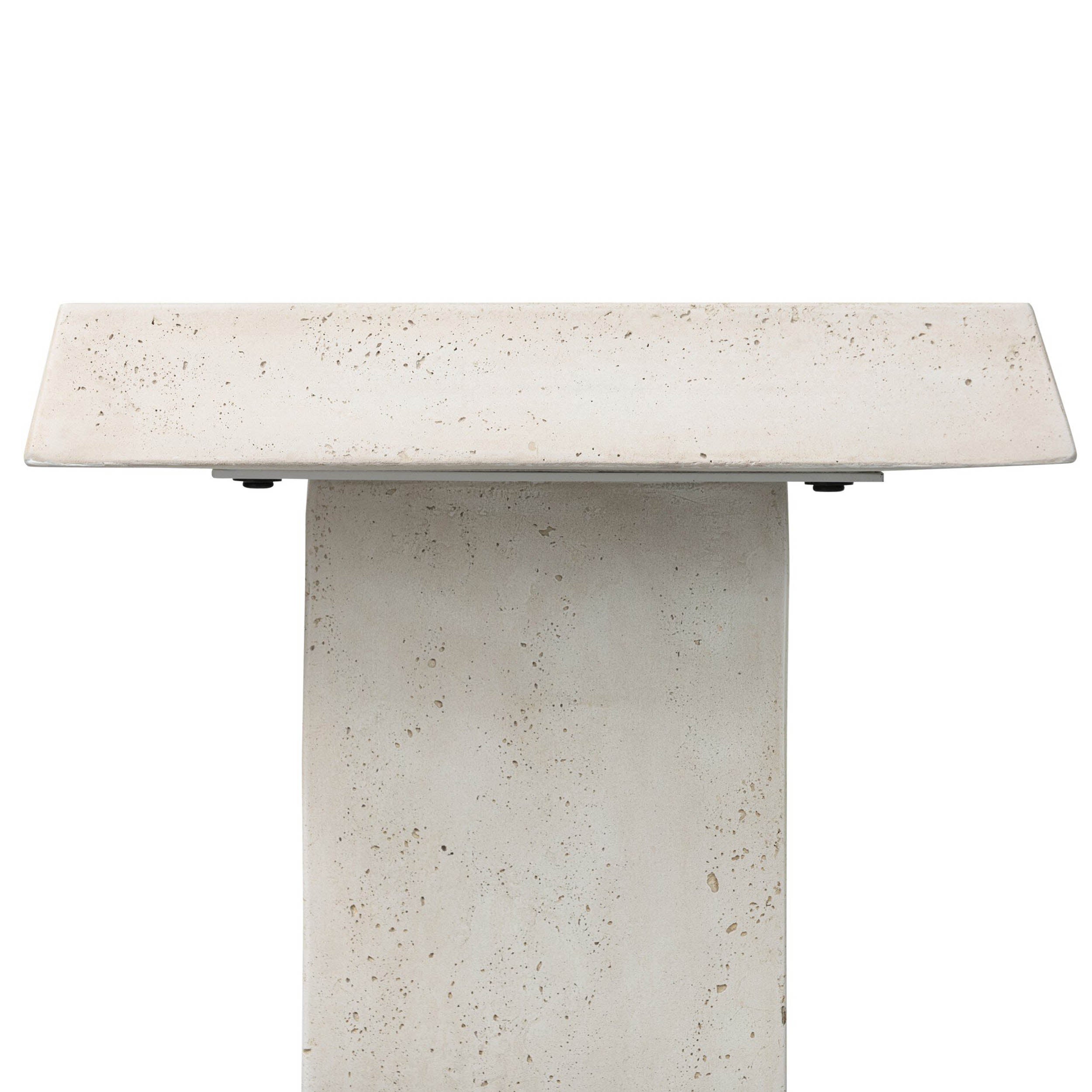 Avila Outdoor End Table, Aged White Concrete