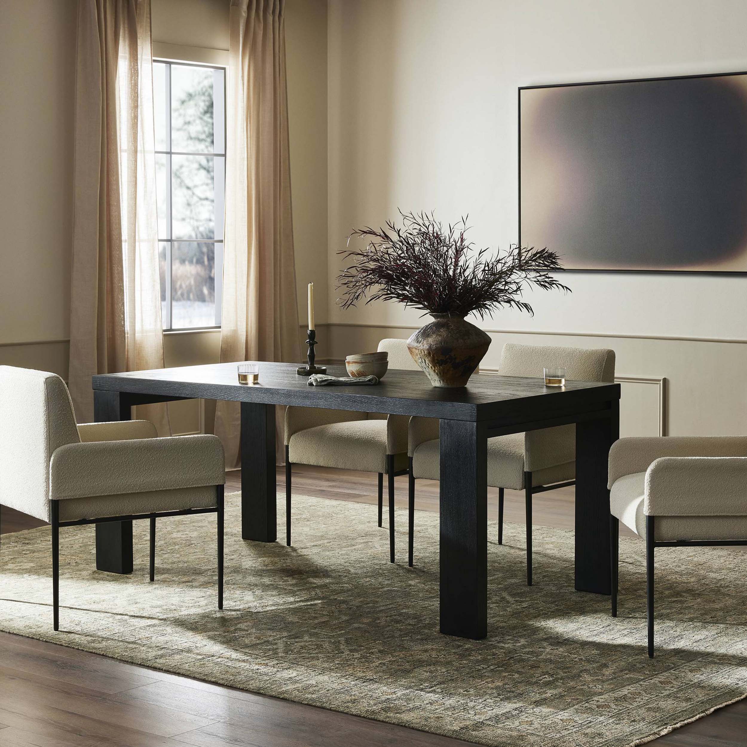 Millie Dining Table, Drifted Matte Black Veneer