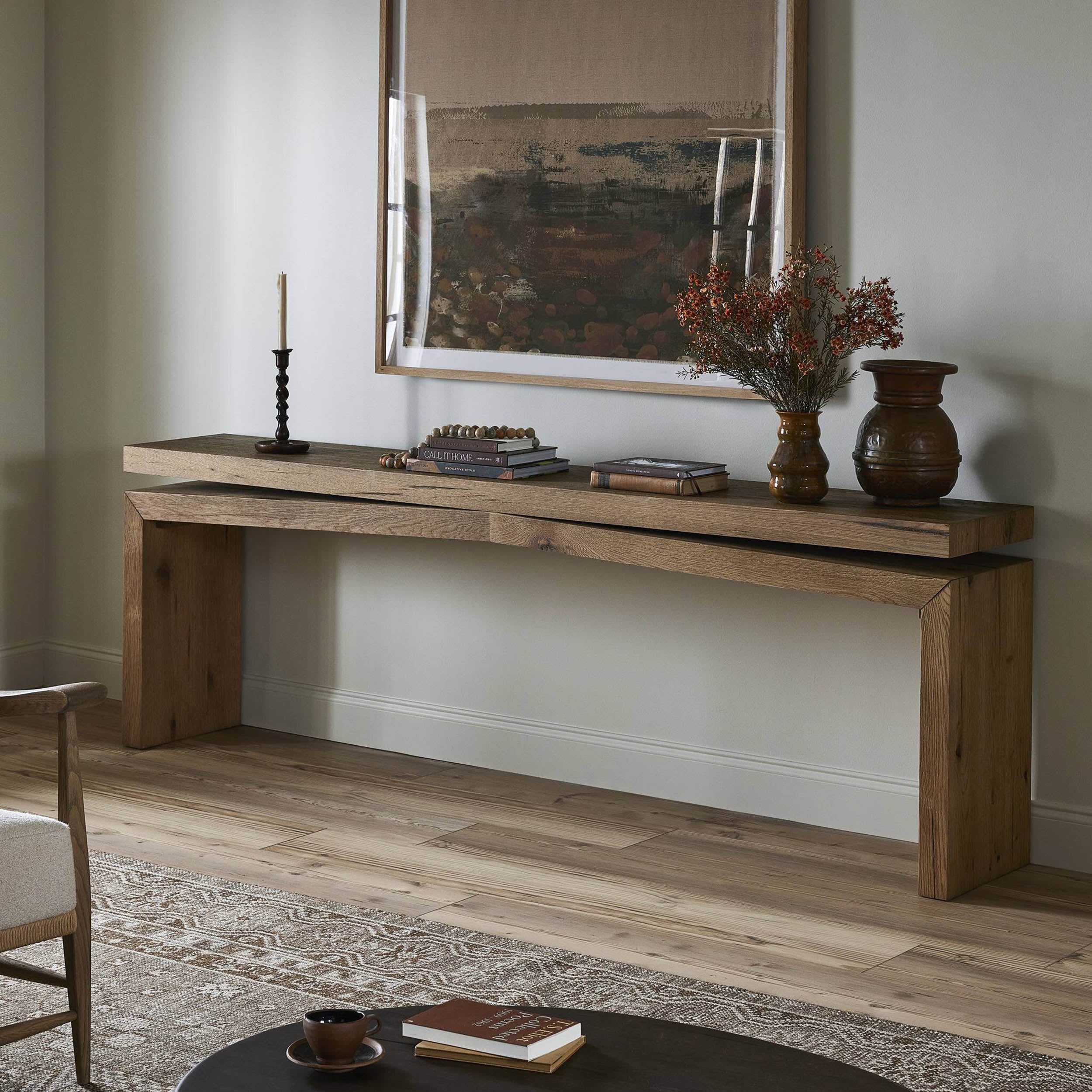 Matthes Console Table - 94", Worn Oak Veneer