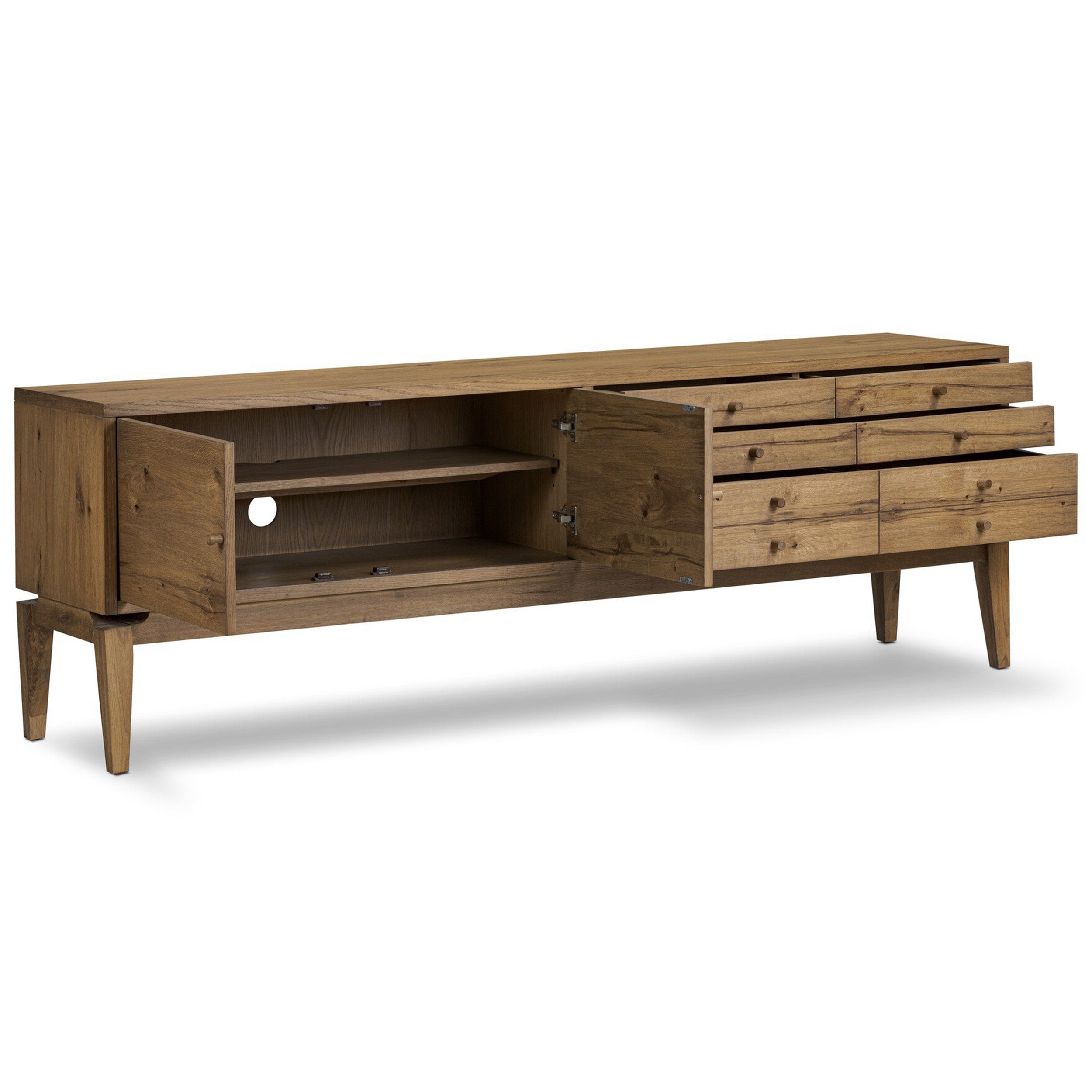 Bergstrom Media Console, Warm Natural Oak Veneer