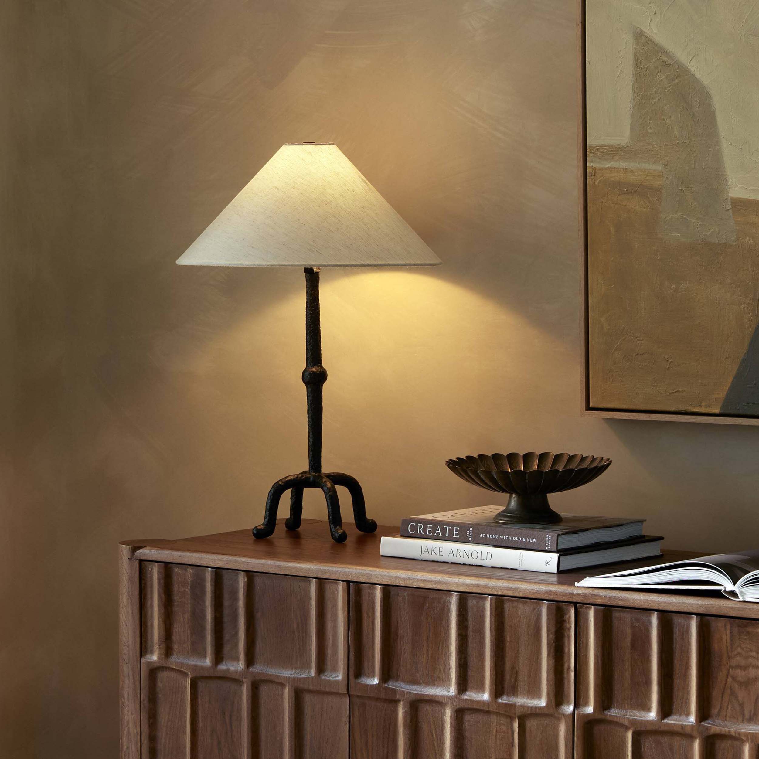 Neville Table Lamp, Matte Black Cast Aluminum