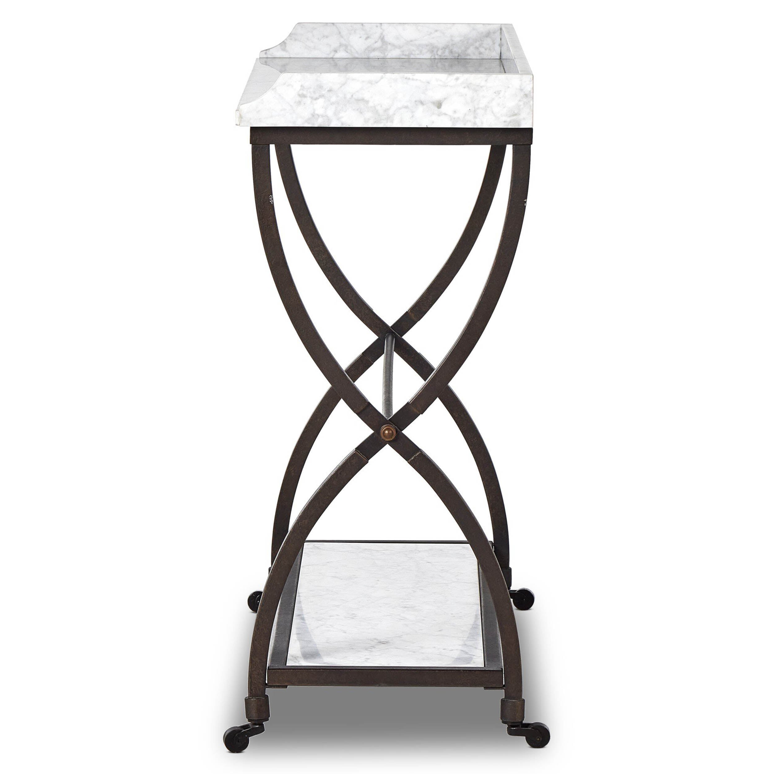 Six Beers Table, Honed White Marble