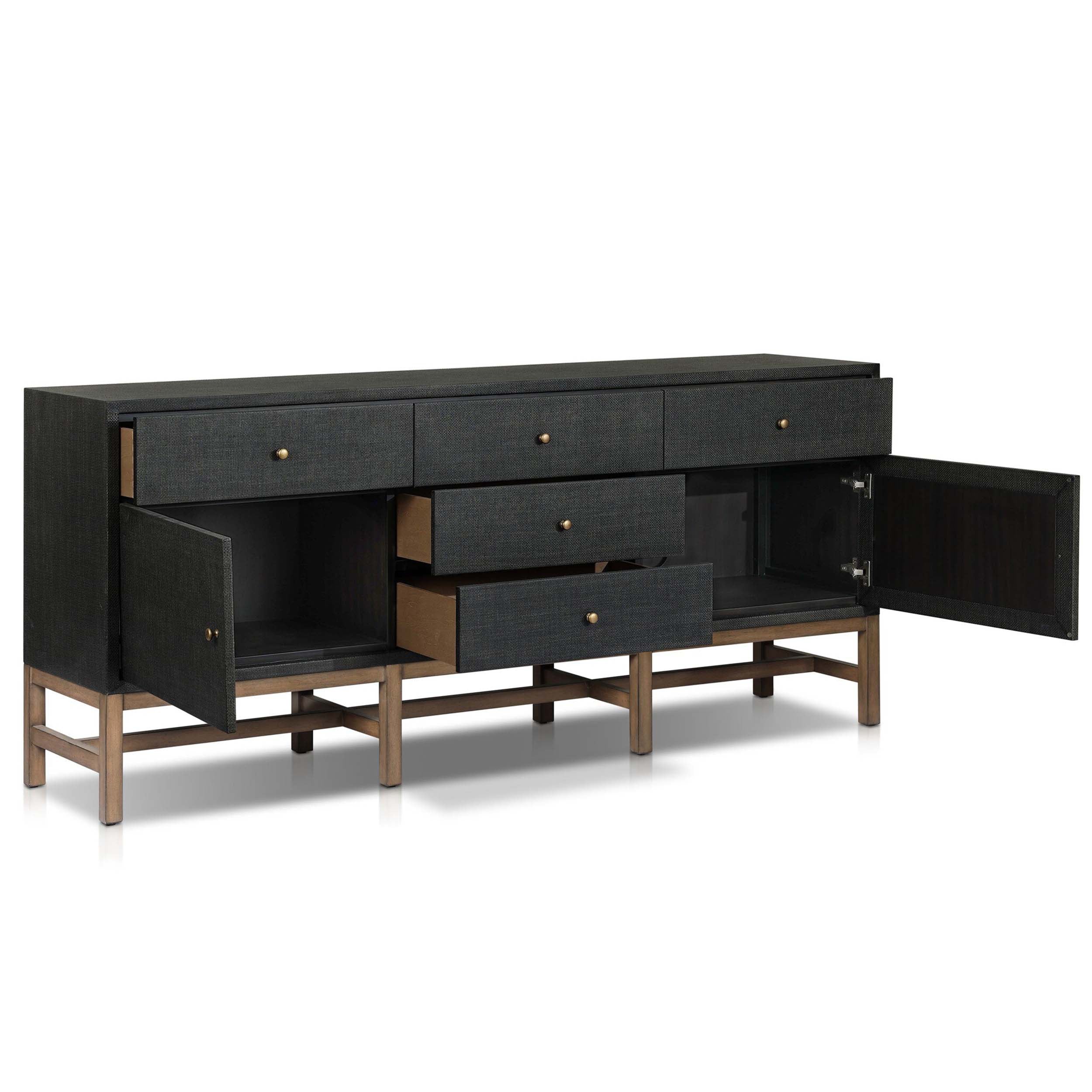 Fiona Sideboard, Russet Mahogany, Black Raffia