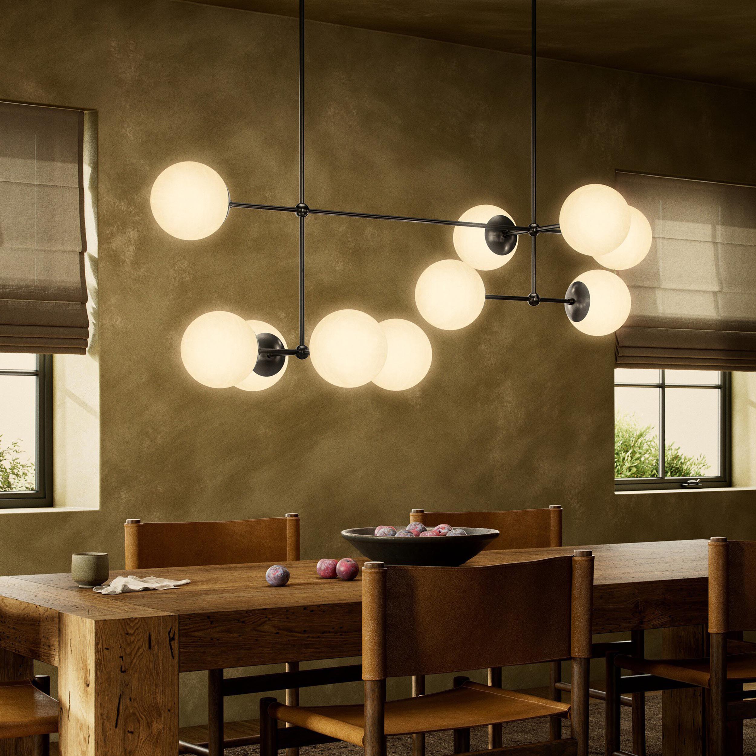 Armstrong Linear Chandelier, Black Gunmetal, Opal Matte Glass