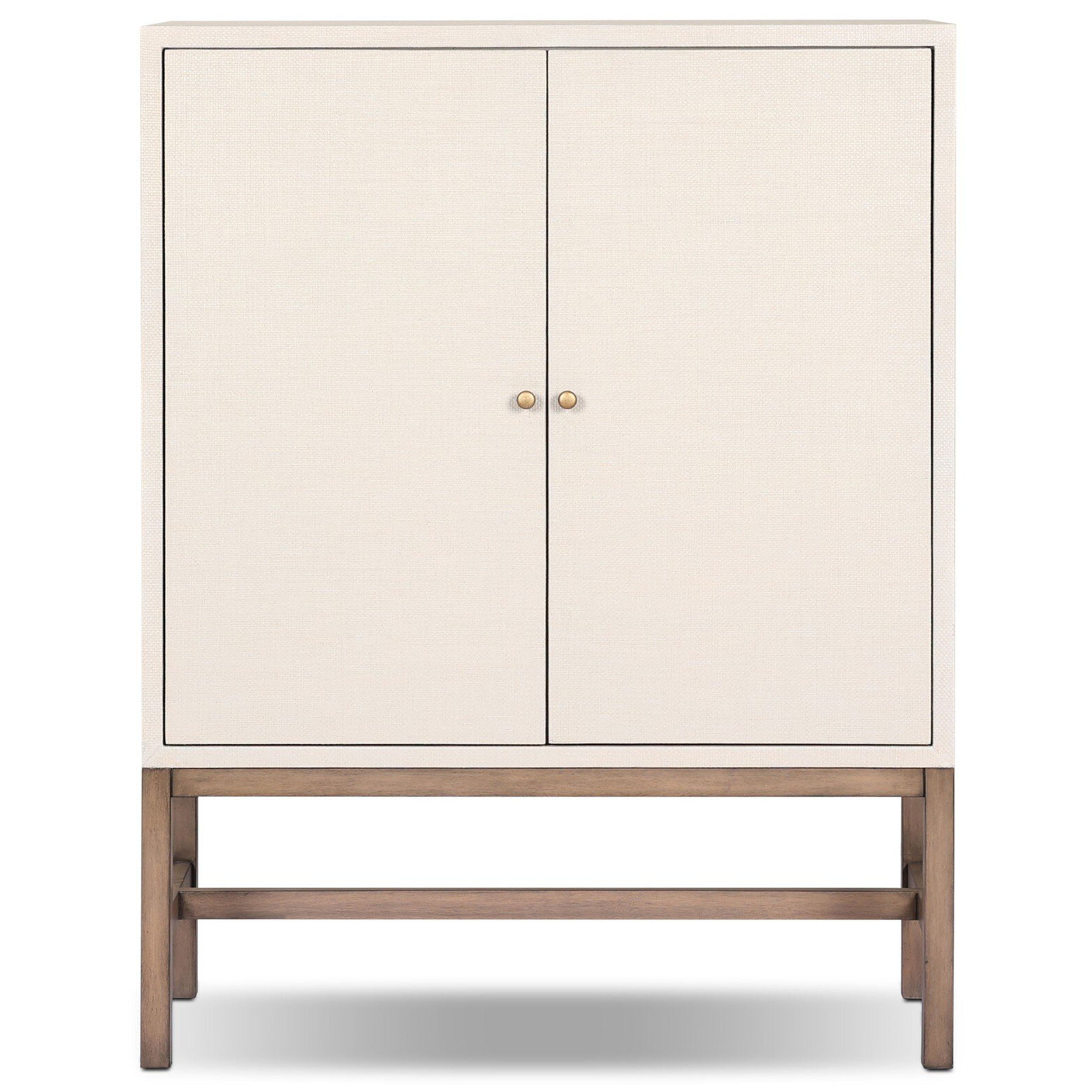 Fiona Bar Cabinet, Ivory Painted Raffia
