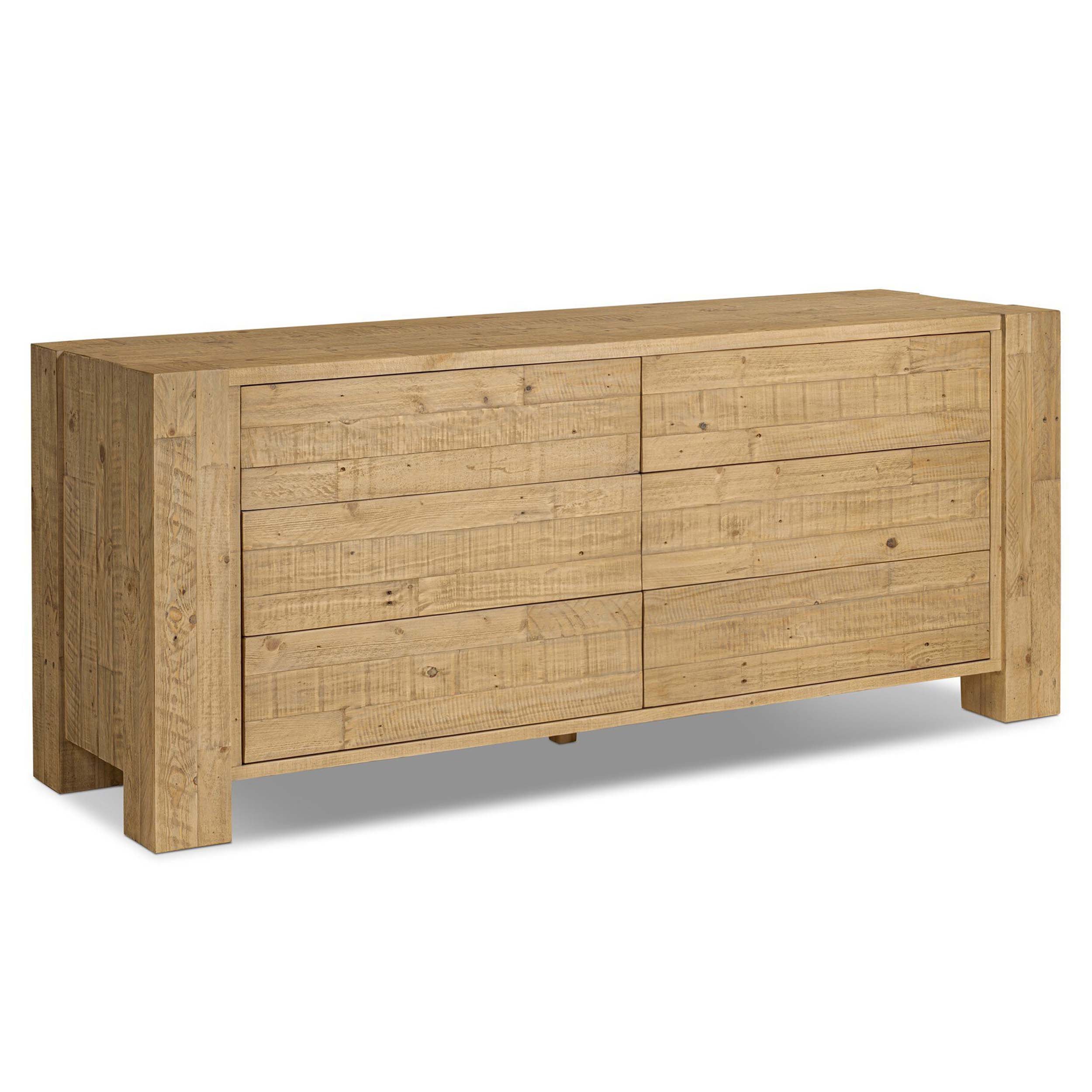 Perot 6 Drawer Dresser, Light Blonde Pine