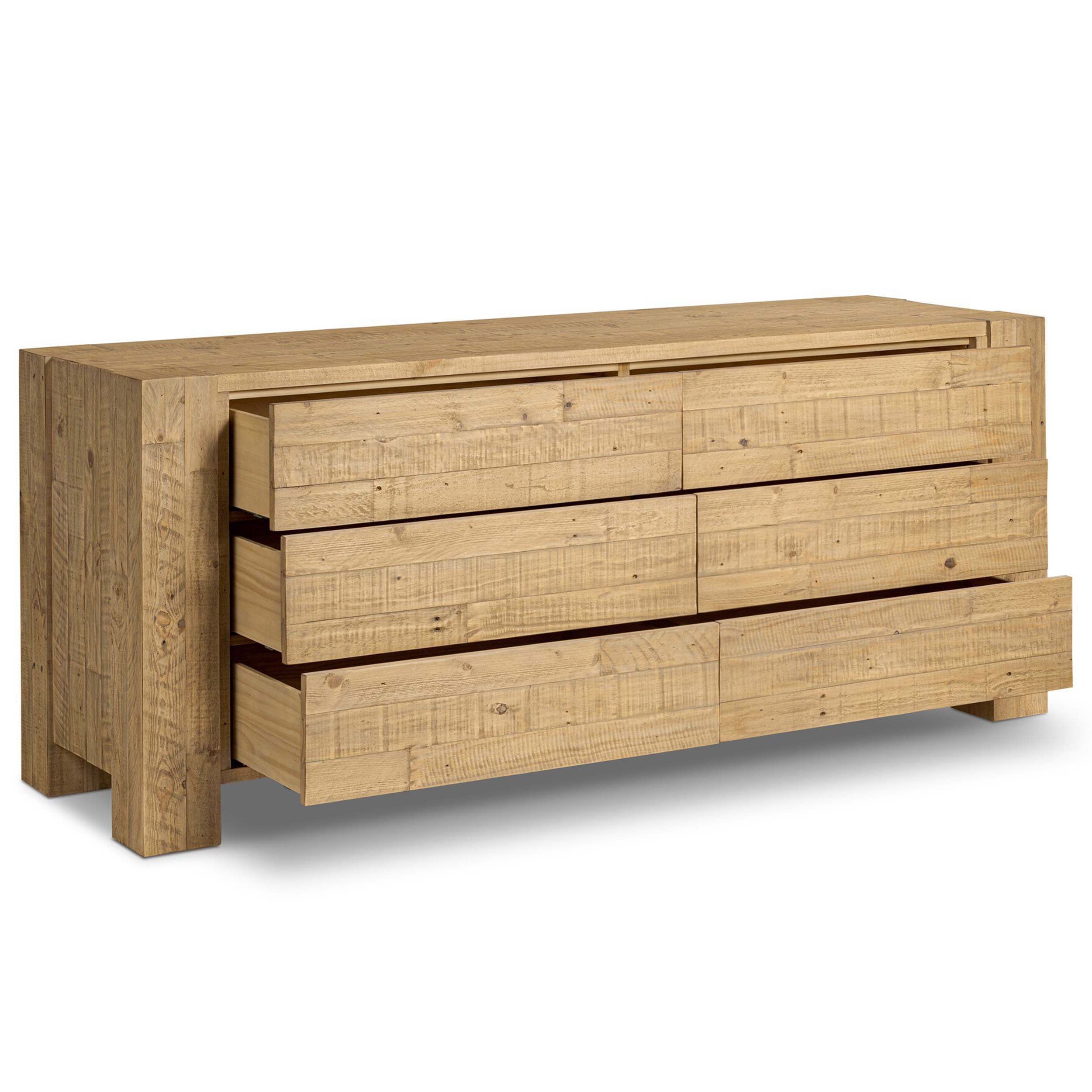 Perot 6 Drawer Dresser, Light Blonde Pine
