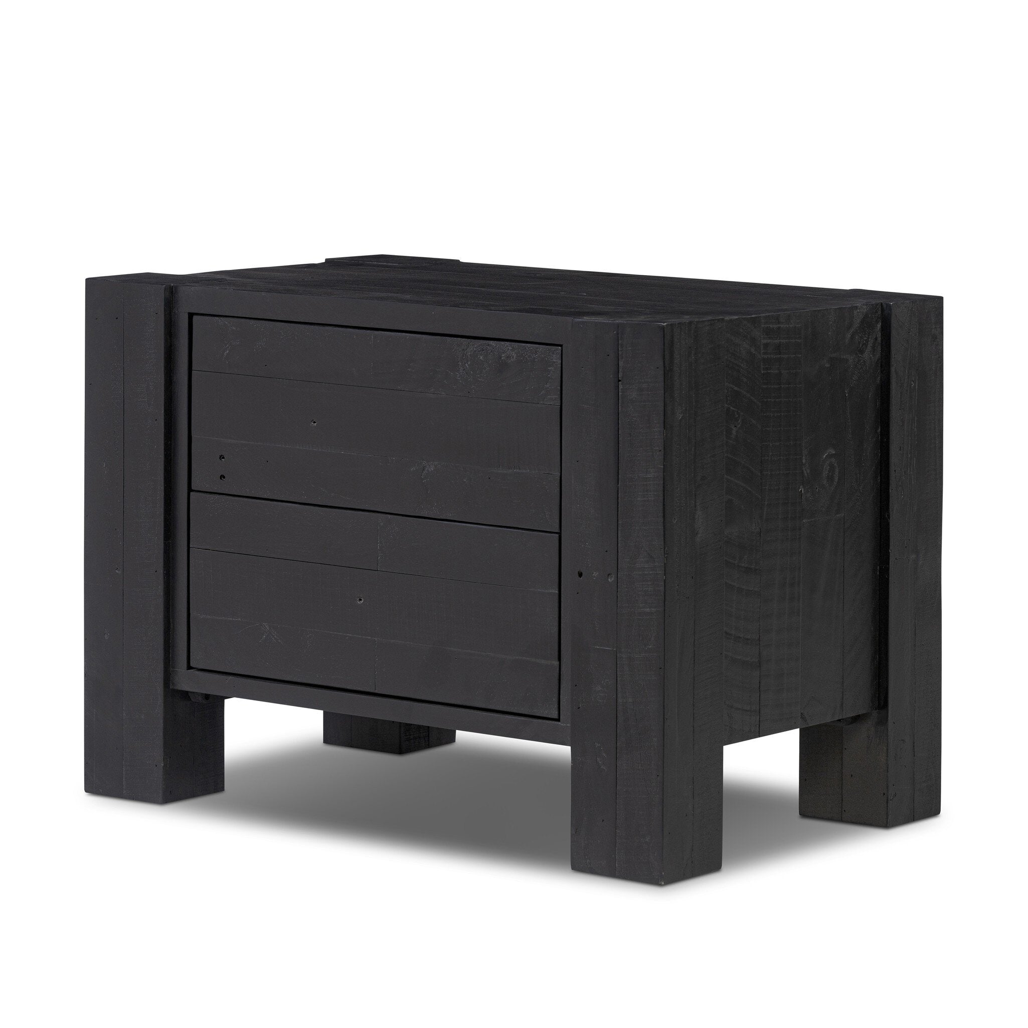 Perot Nightstand, Aged Black Pine