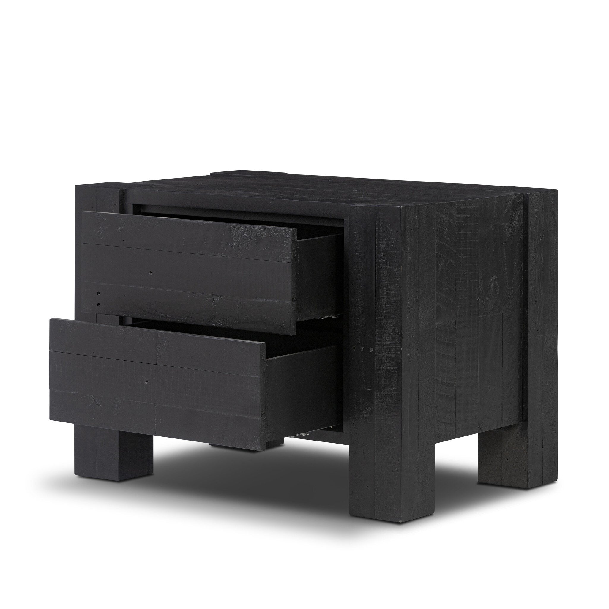 Perot Nightstand, Aged Black Pine