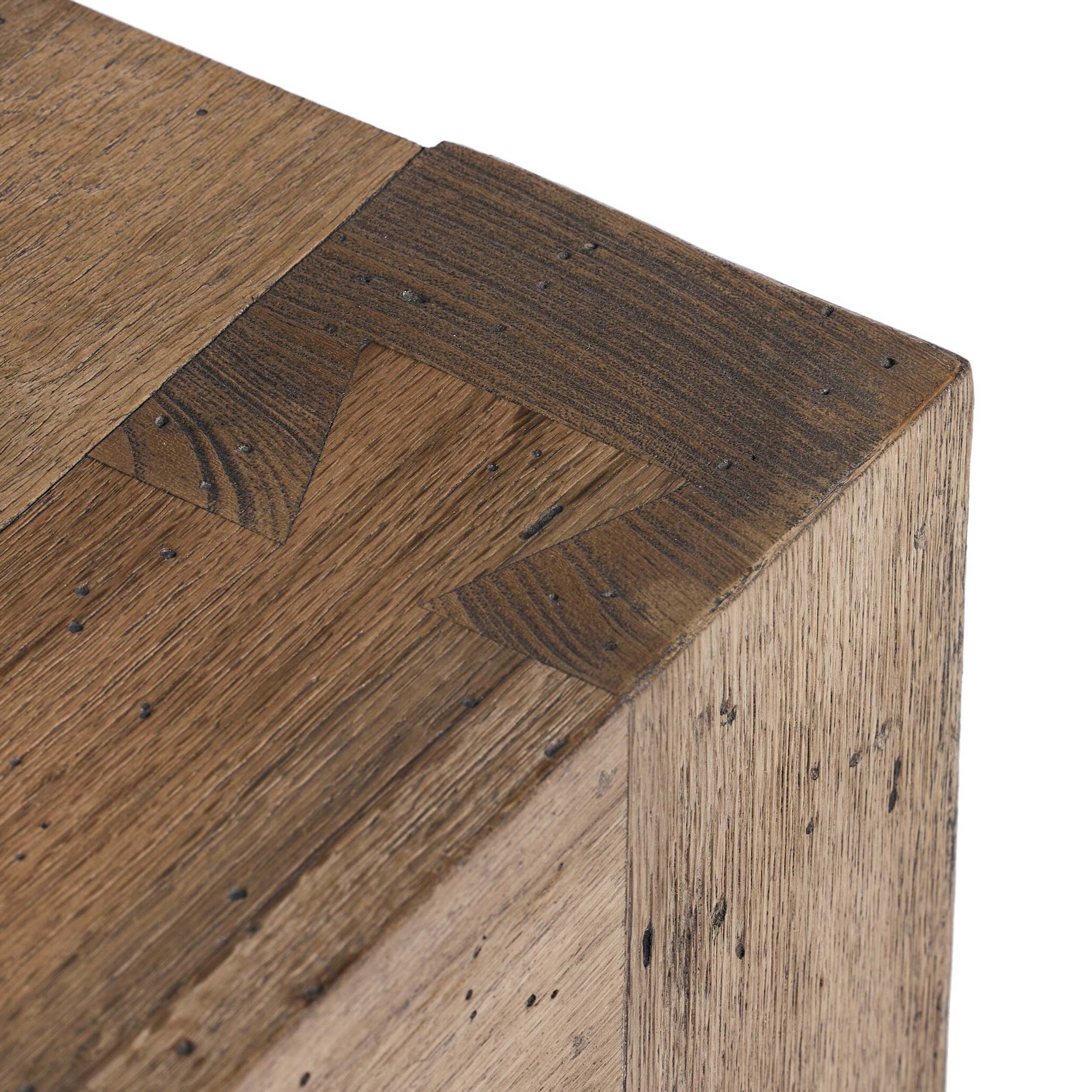 Abaso End Table, Rustic Wormwood Oak