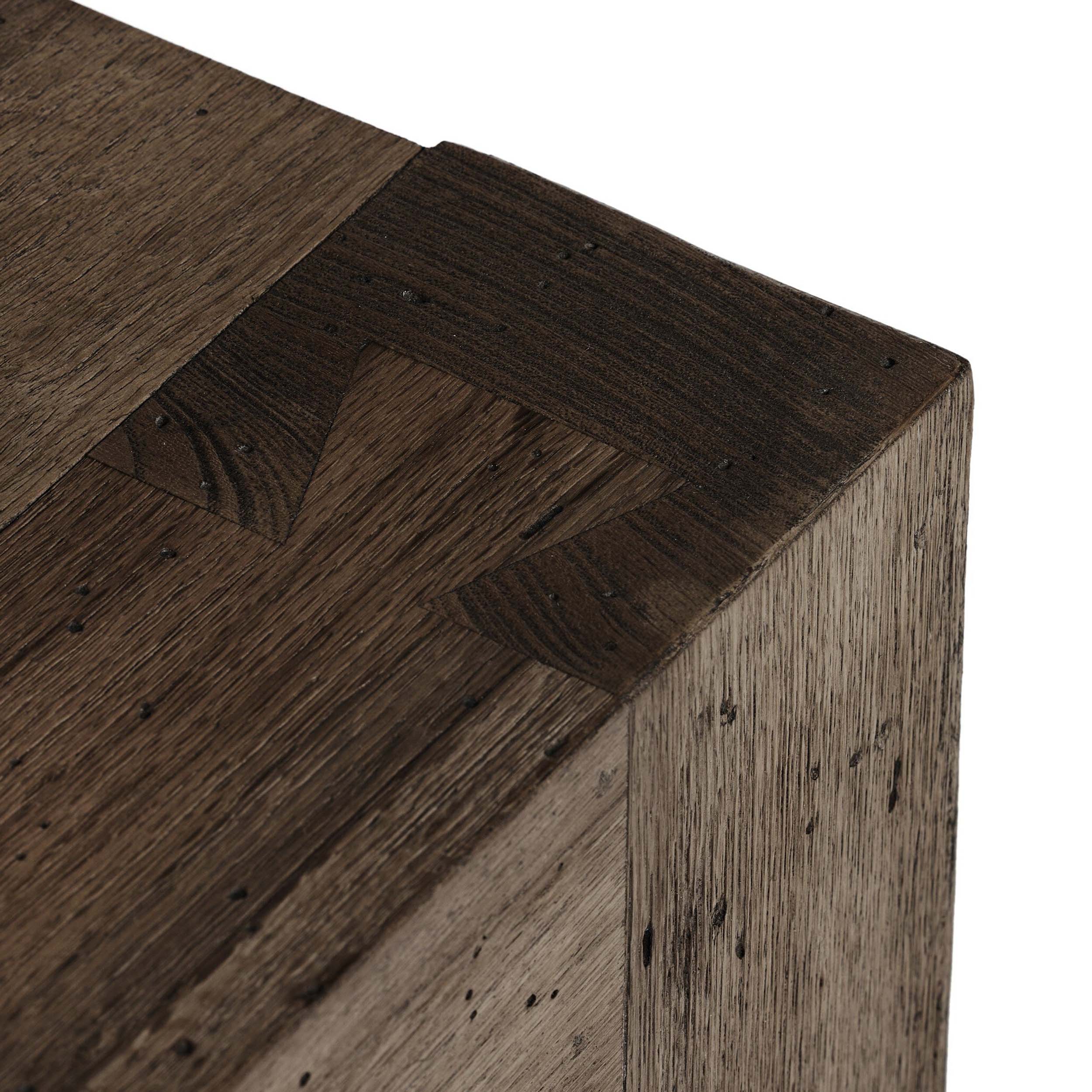 Abaso End Table, Ebony Rustic Wormwood Oak