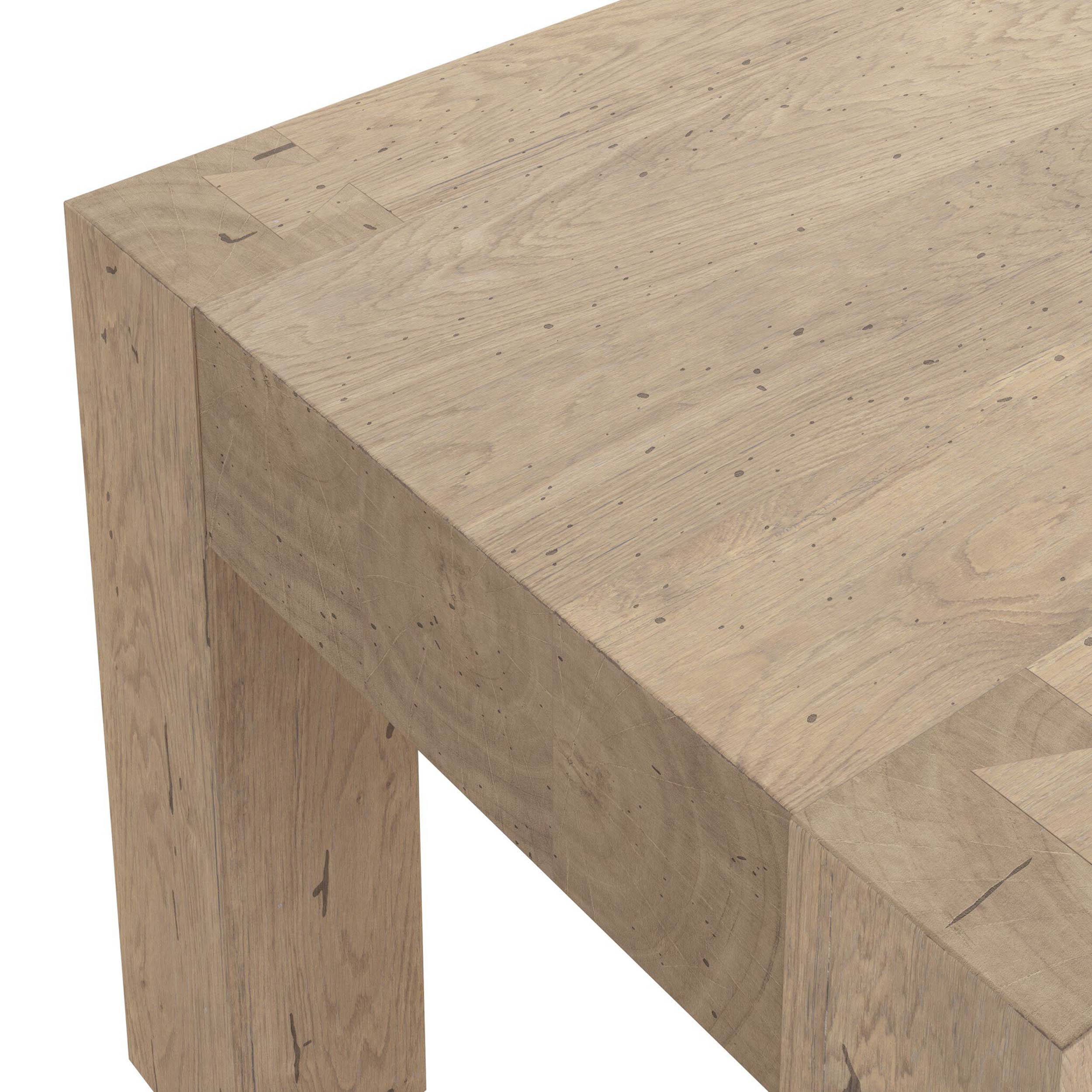 Abaso End Table, Whitewash Rustic Wormwood Oak