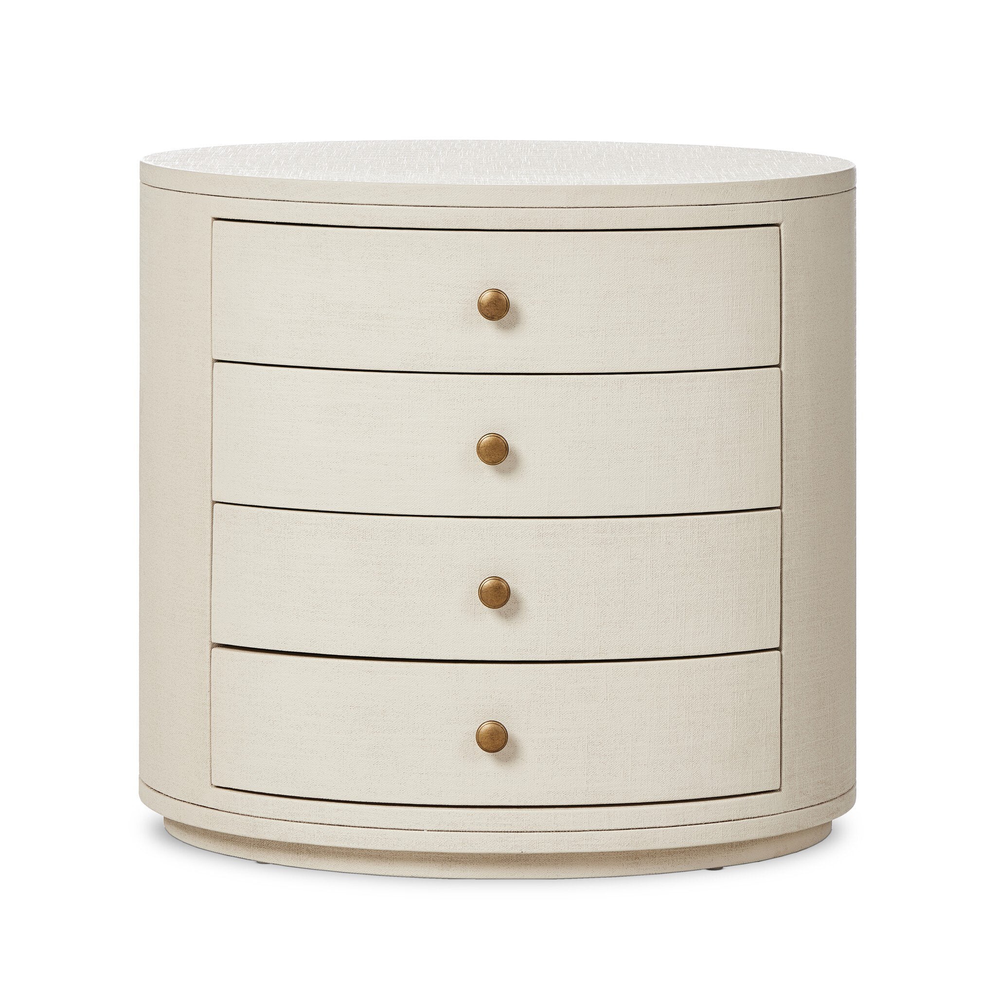 Amelia Oval Nightstand, Ivory Painted Linen