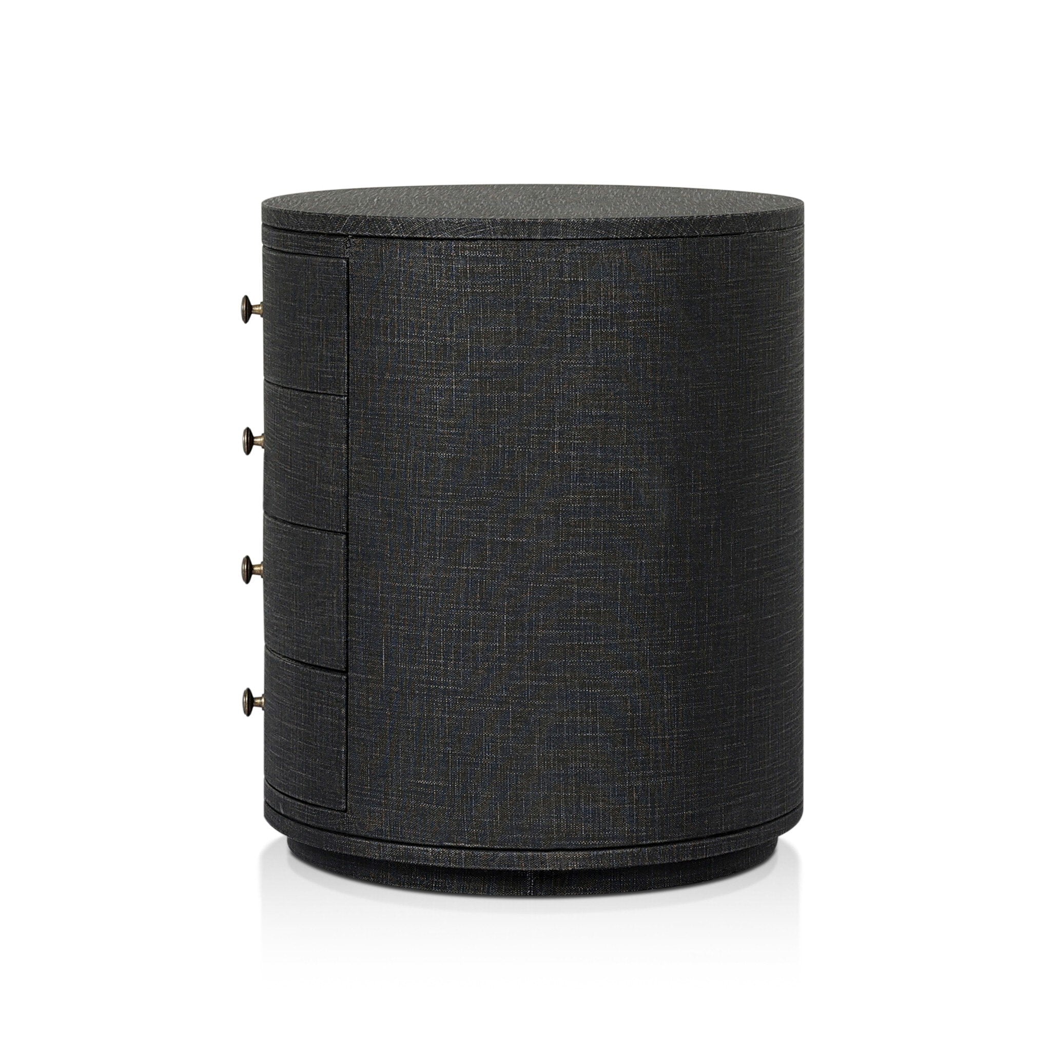 Amelia Oval Nightstand, Black Linen