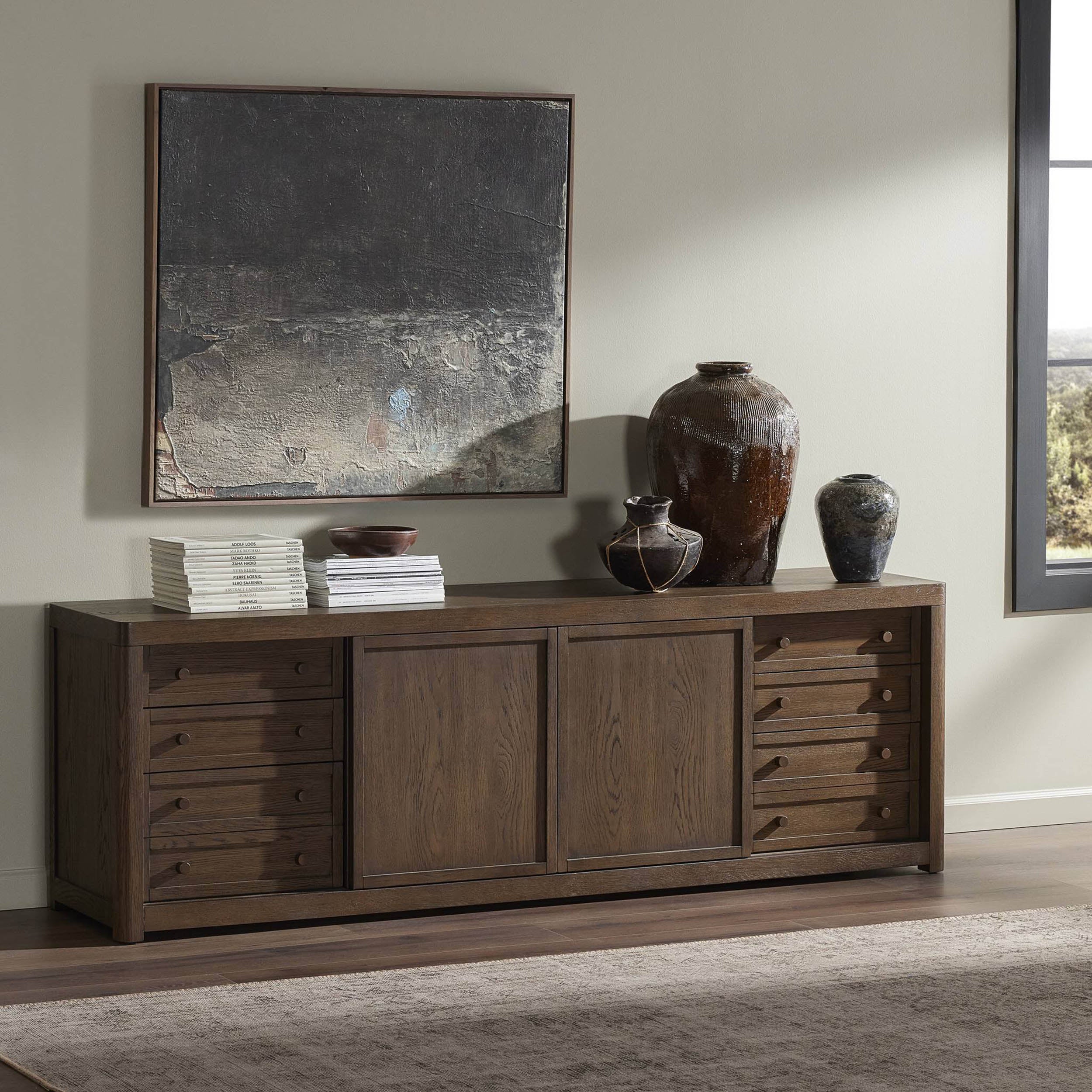 Miko Media Console, Fawn Oak Veneer