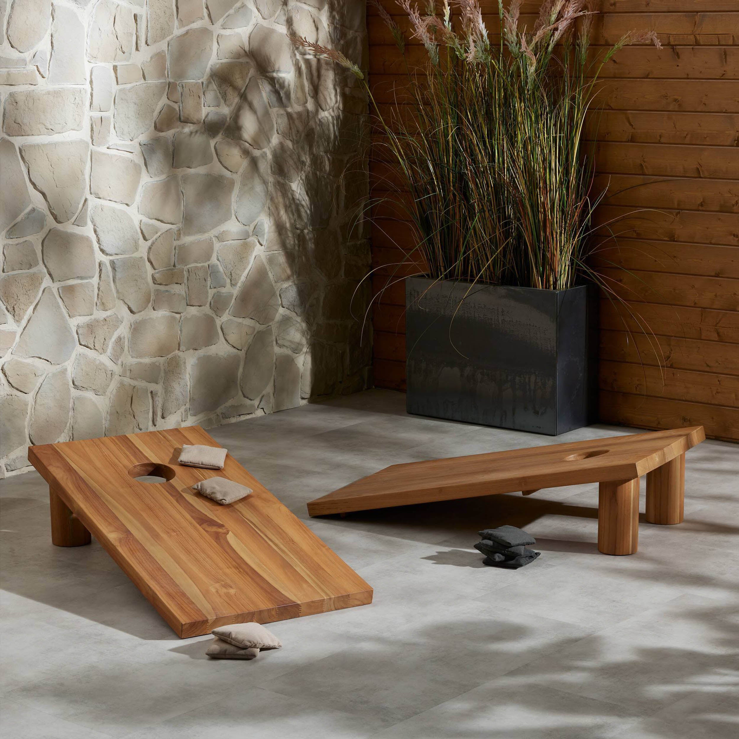 Outdoor Bag Toss Set, Aged Natural Teak