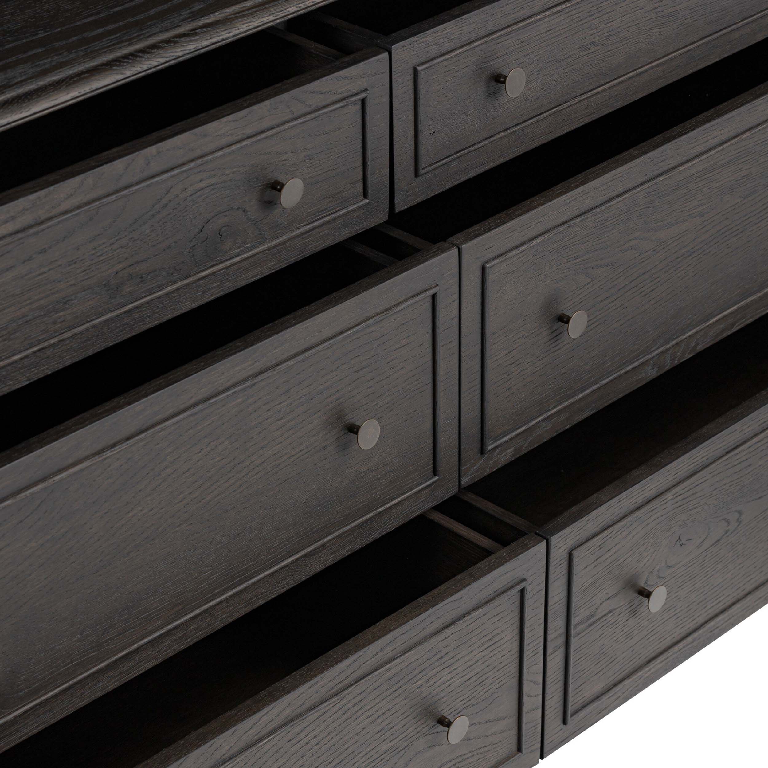 Maggie 6 Drawer Dresser, Smoked Black Oak Veneer