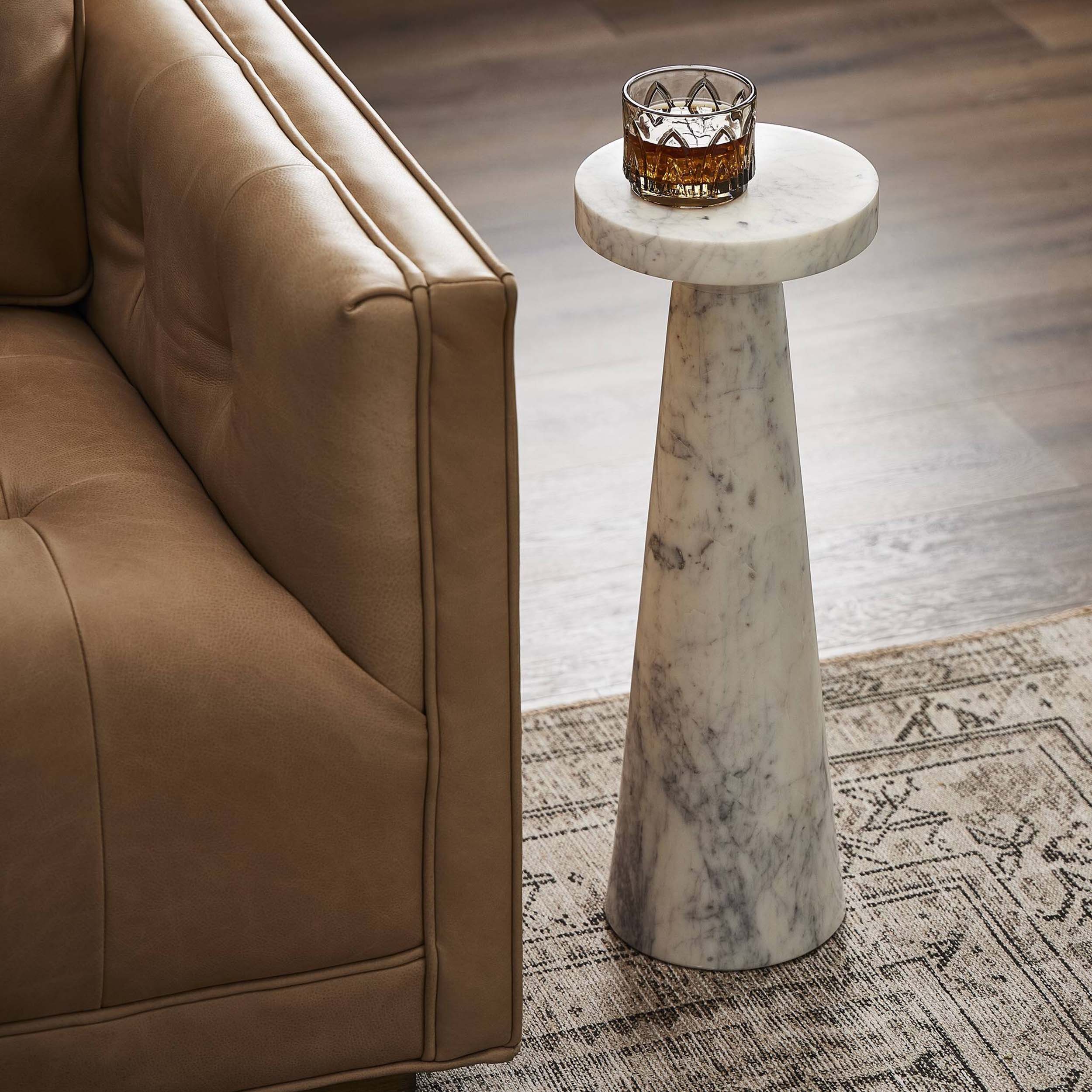 Mabel Nesting End Table, Veined White Marble