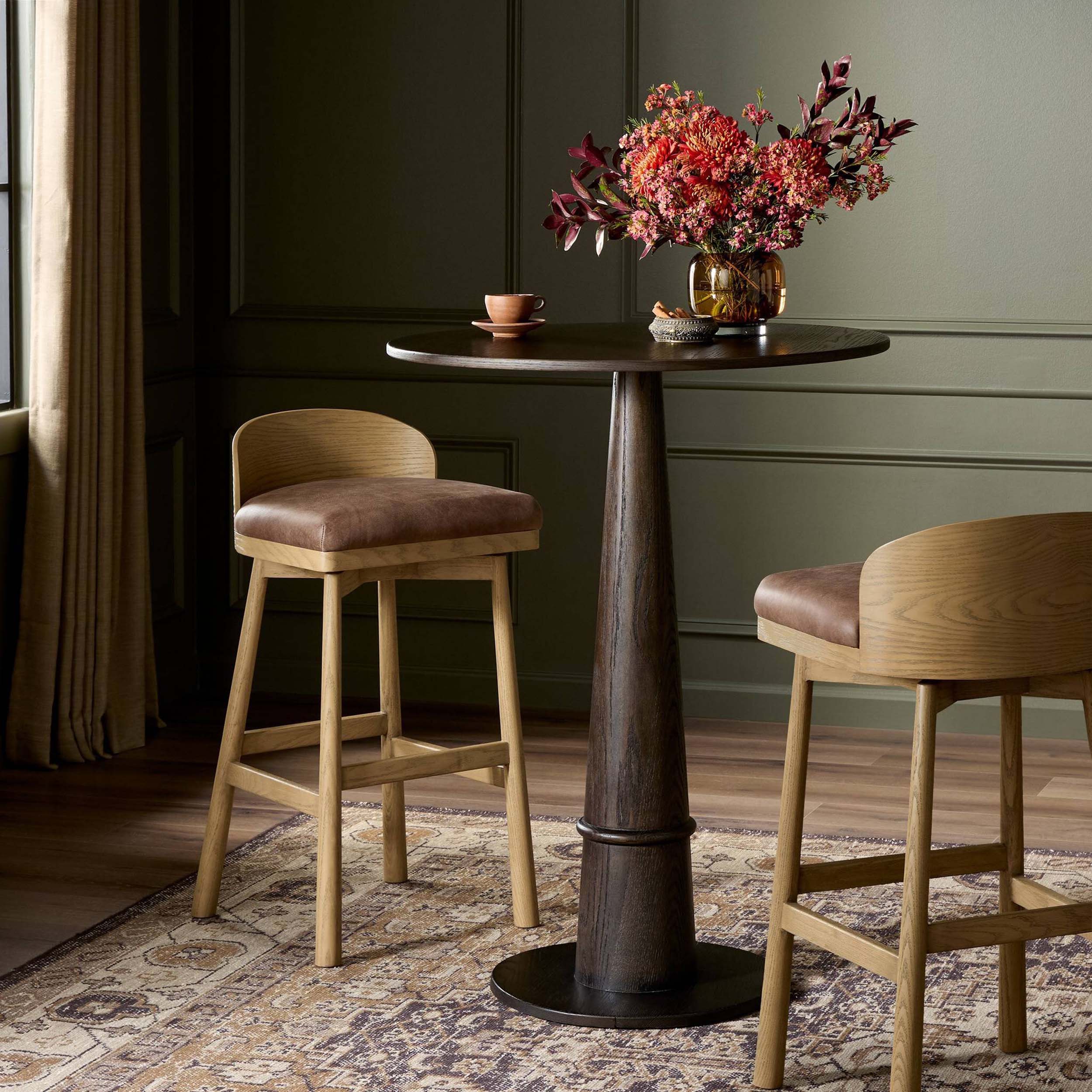 Cloris Swivel Bar + Counter Stool, Palermo Cigar