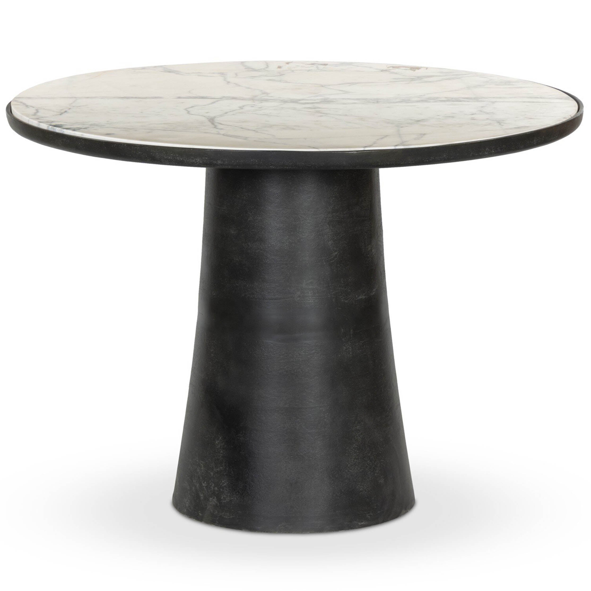 Balboa Outdoor Dining Table, Veined White Marble
