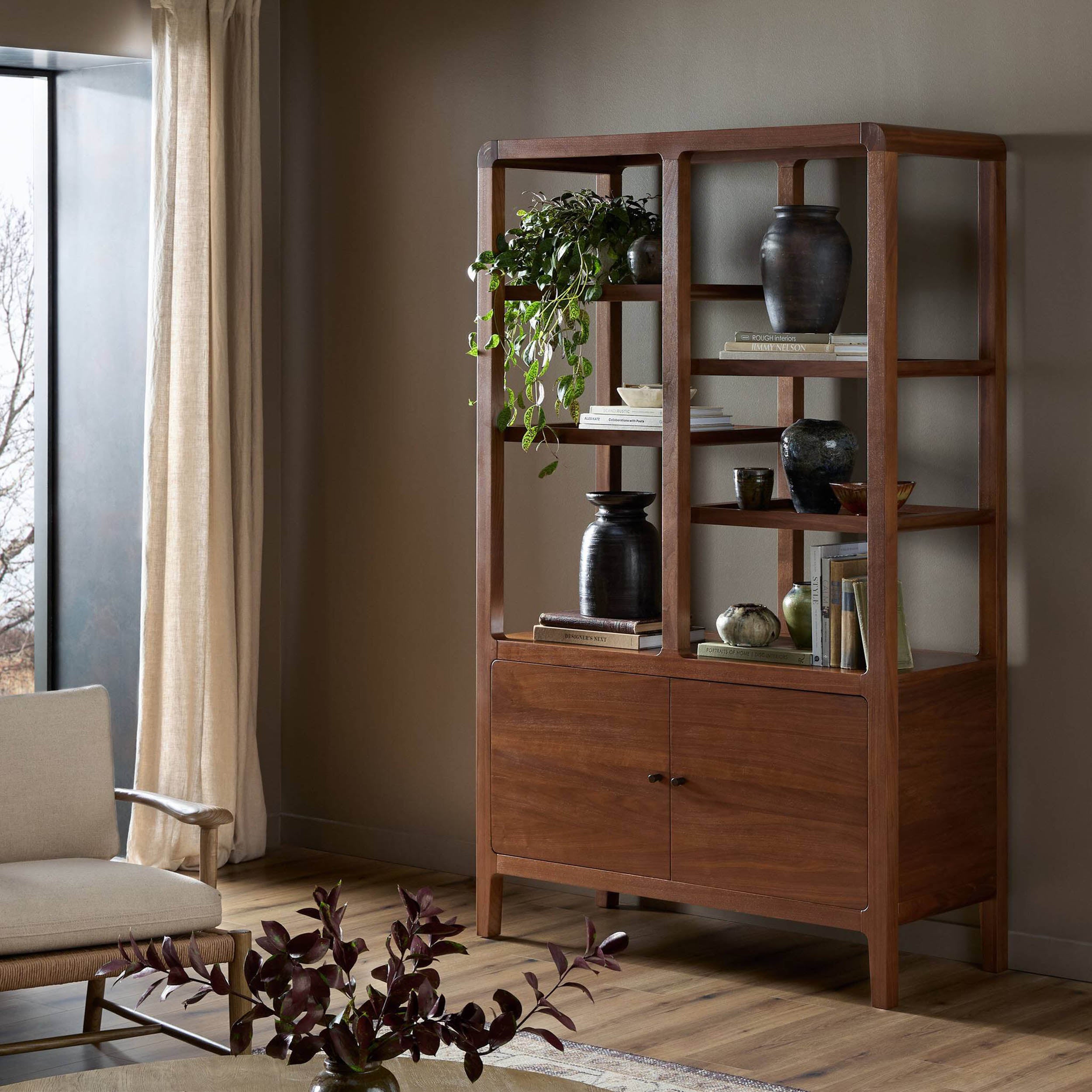 Hawkes Bookcase, Dark Walnut Solid
