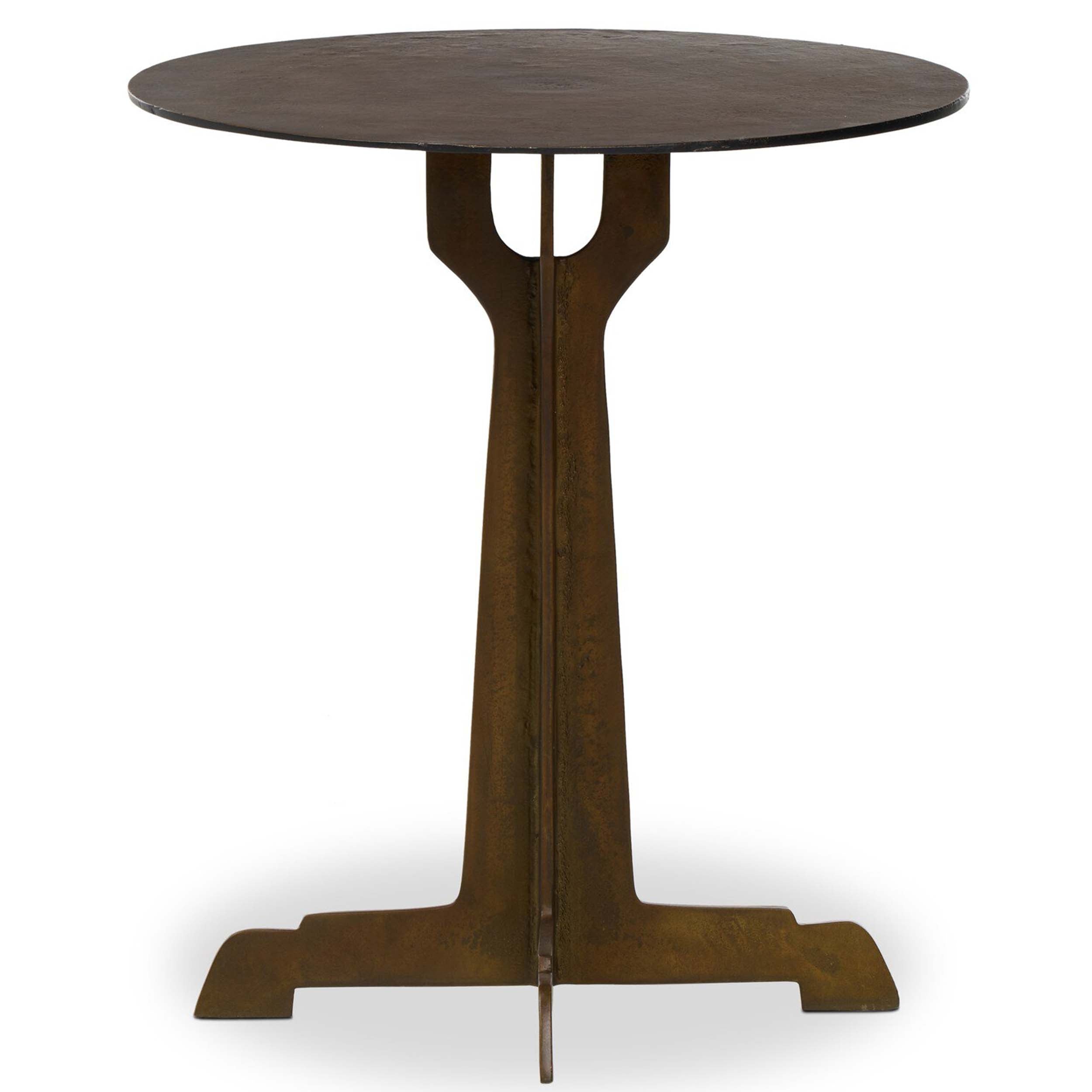 Malloy Outdoor End Table, Antiqued Brass Aluminum