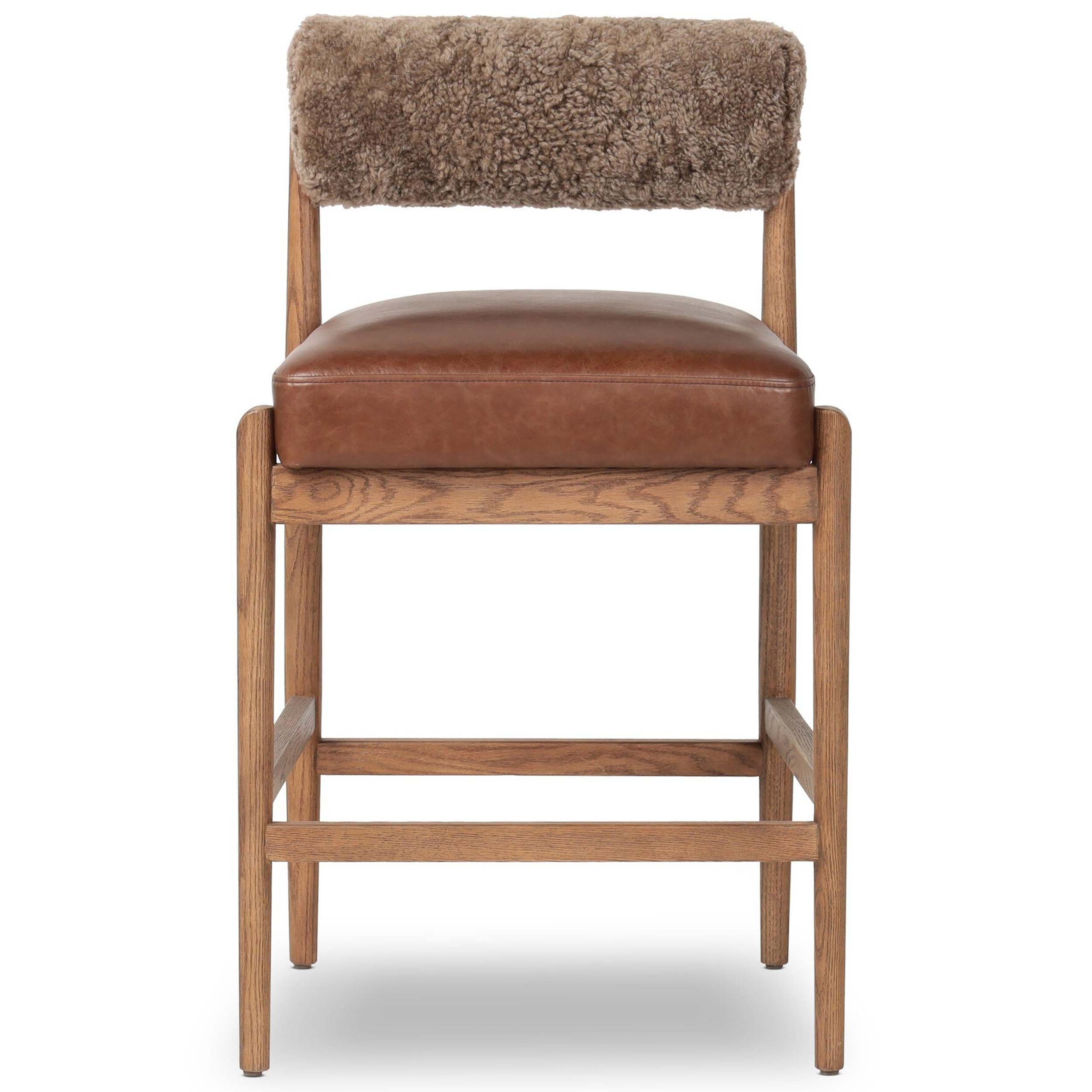 Jazelle Bar + Counter Stool, Havana Brown, Taupe Shearling
