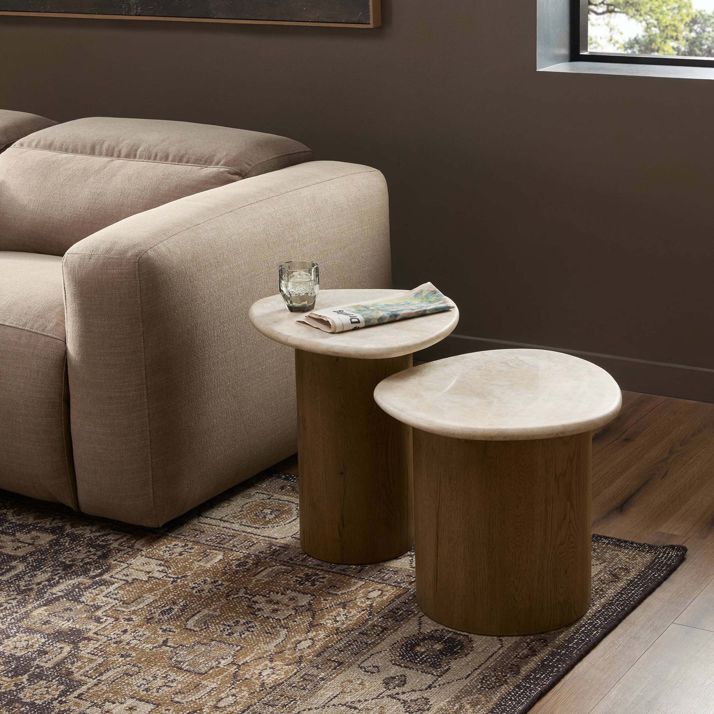 Kovo Nesting End Tables, Cappuccino Marble