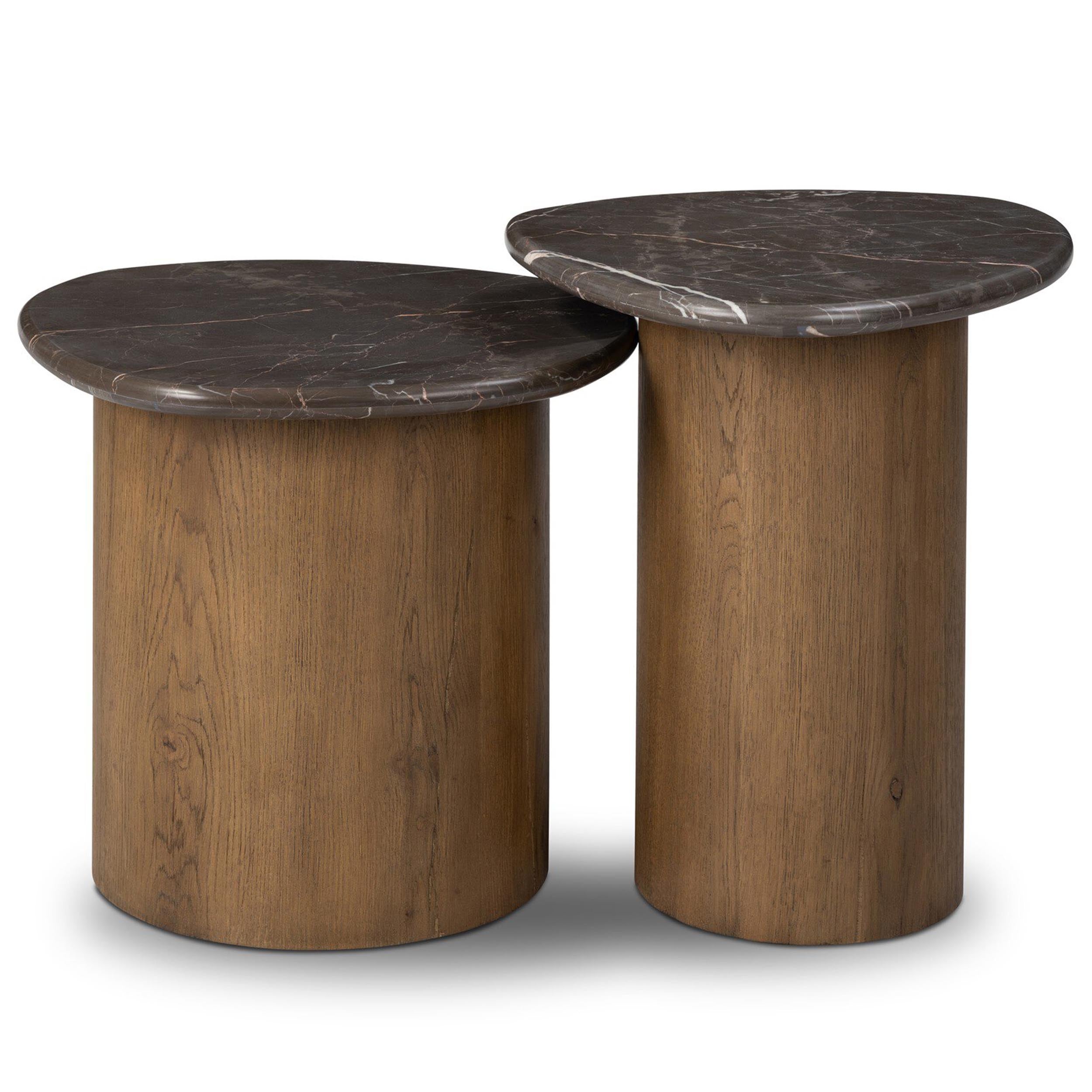 Kovo Nesting End Tables, Warm Grey Marble