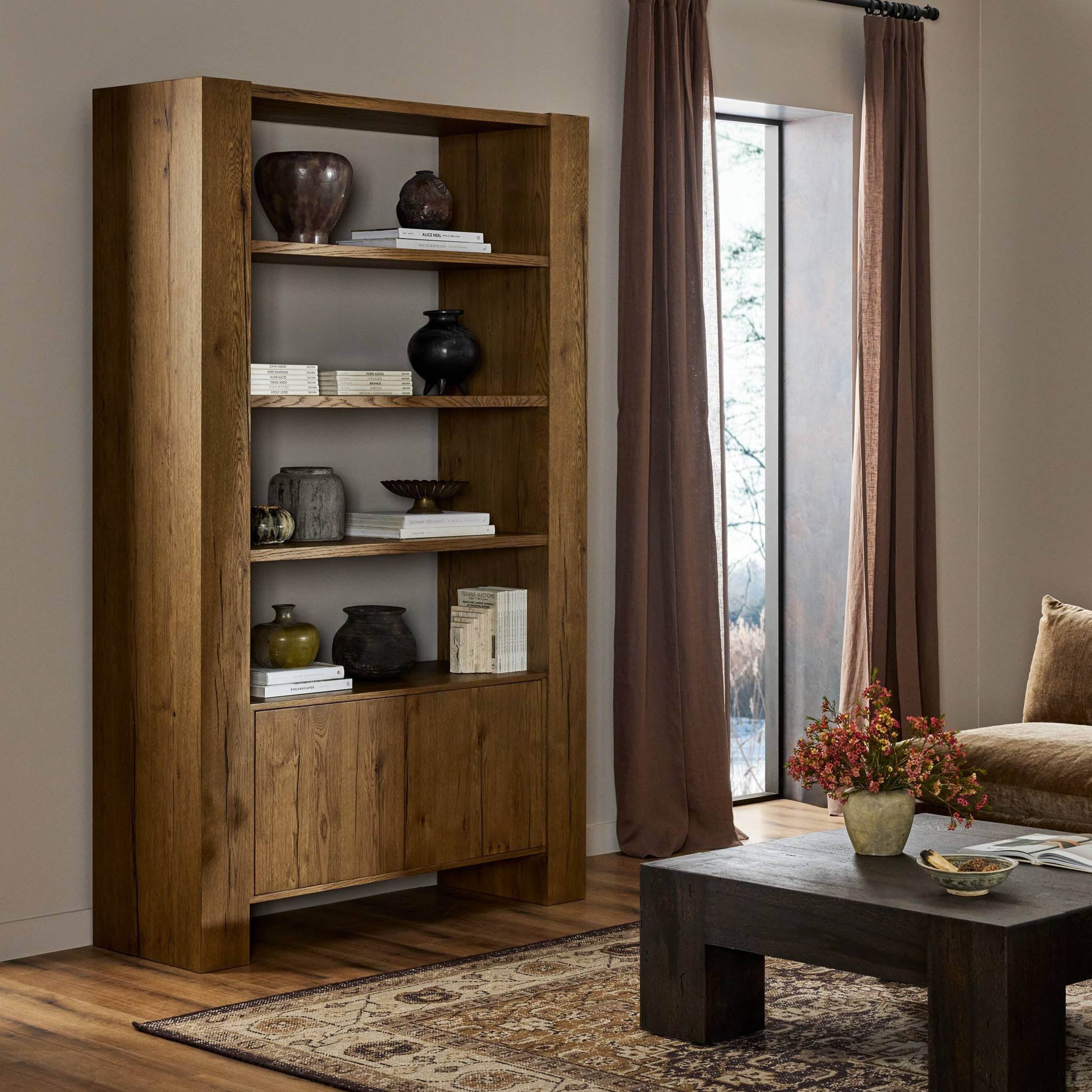 Fisher Bookcase, Rustic Amber Oak Veneer