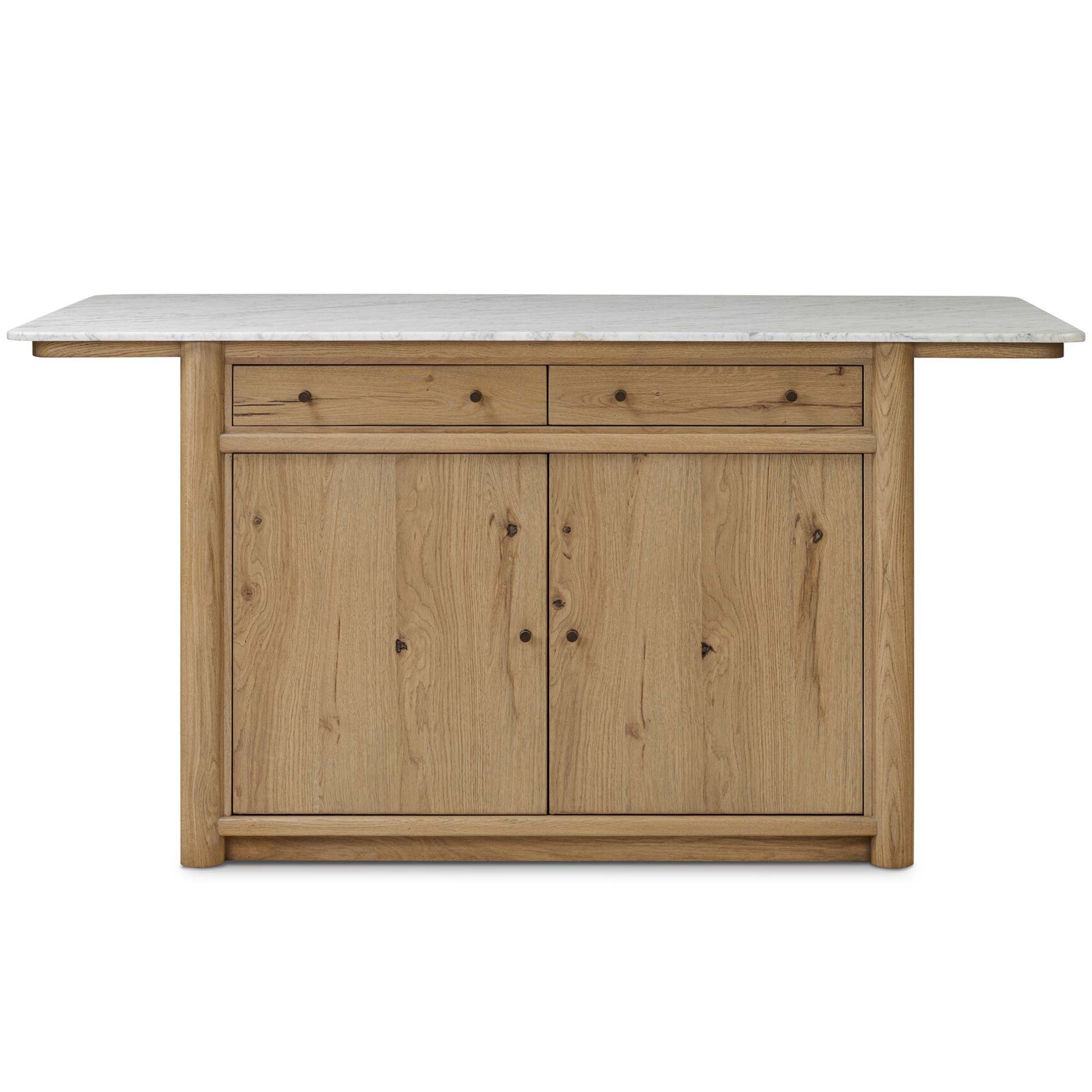 Fatima Kitchen Island, White Carrara Marble