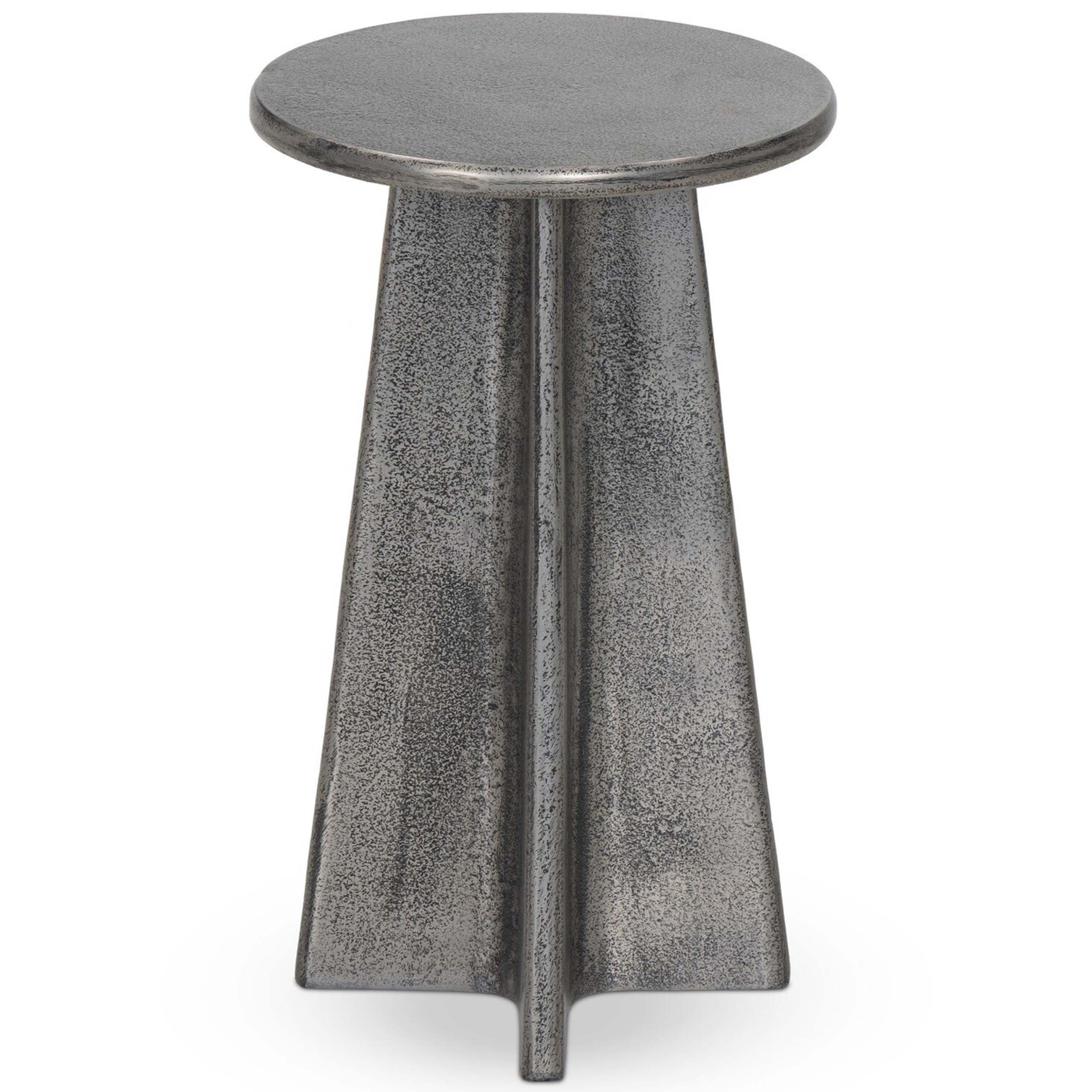 Remo End Table, Raw Antique Nickel