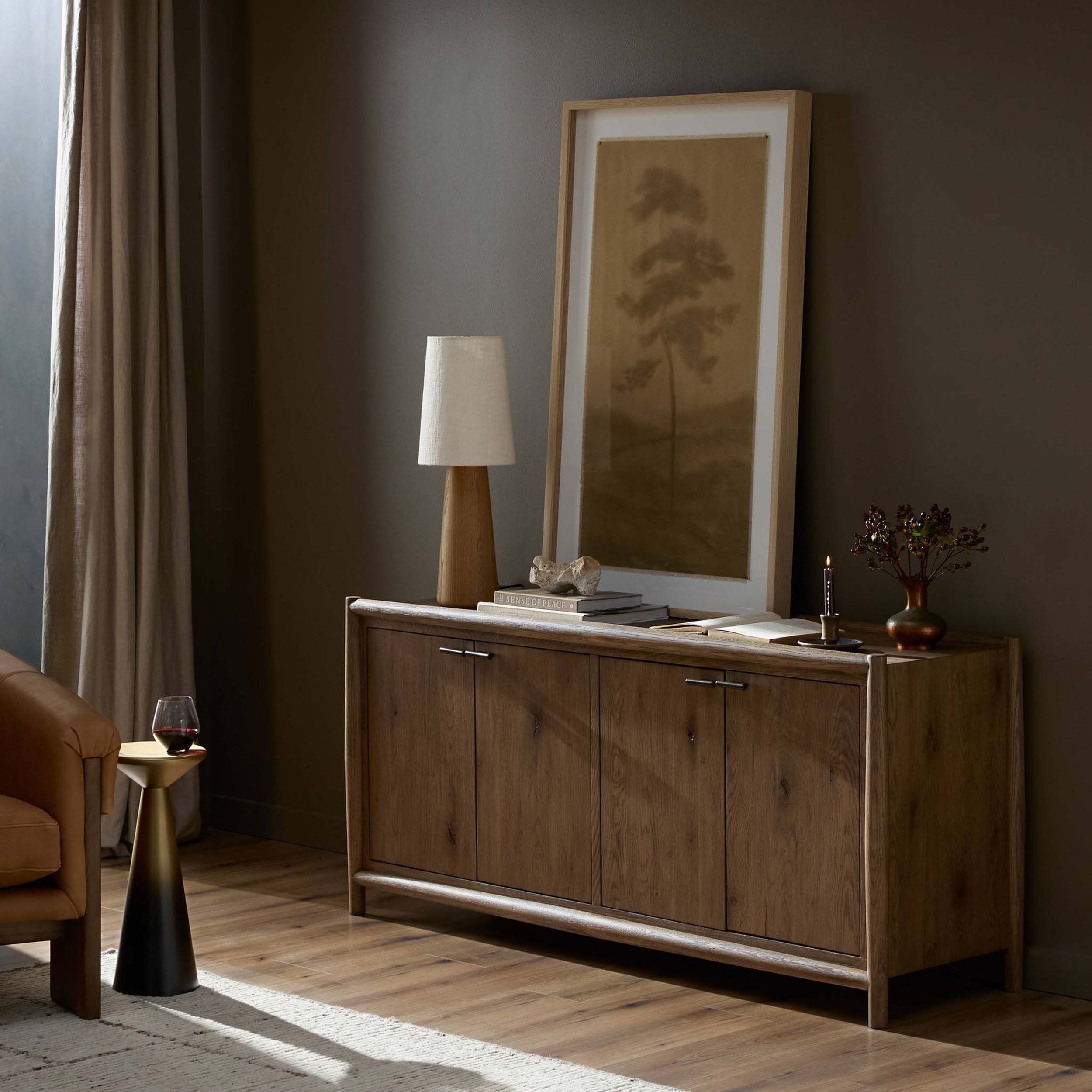 Glenview 4 Door Sideboard, Weathered Oak