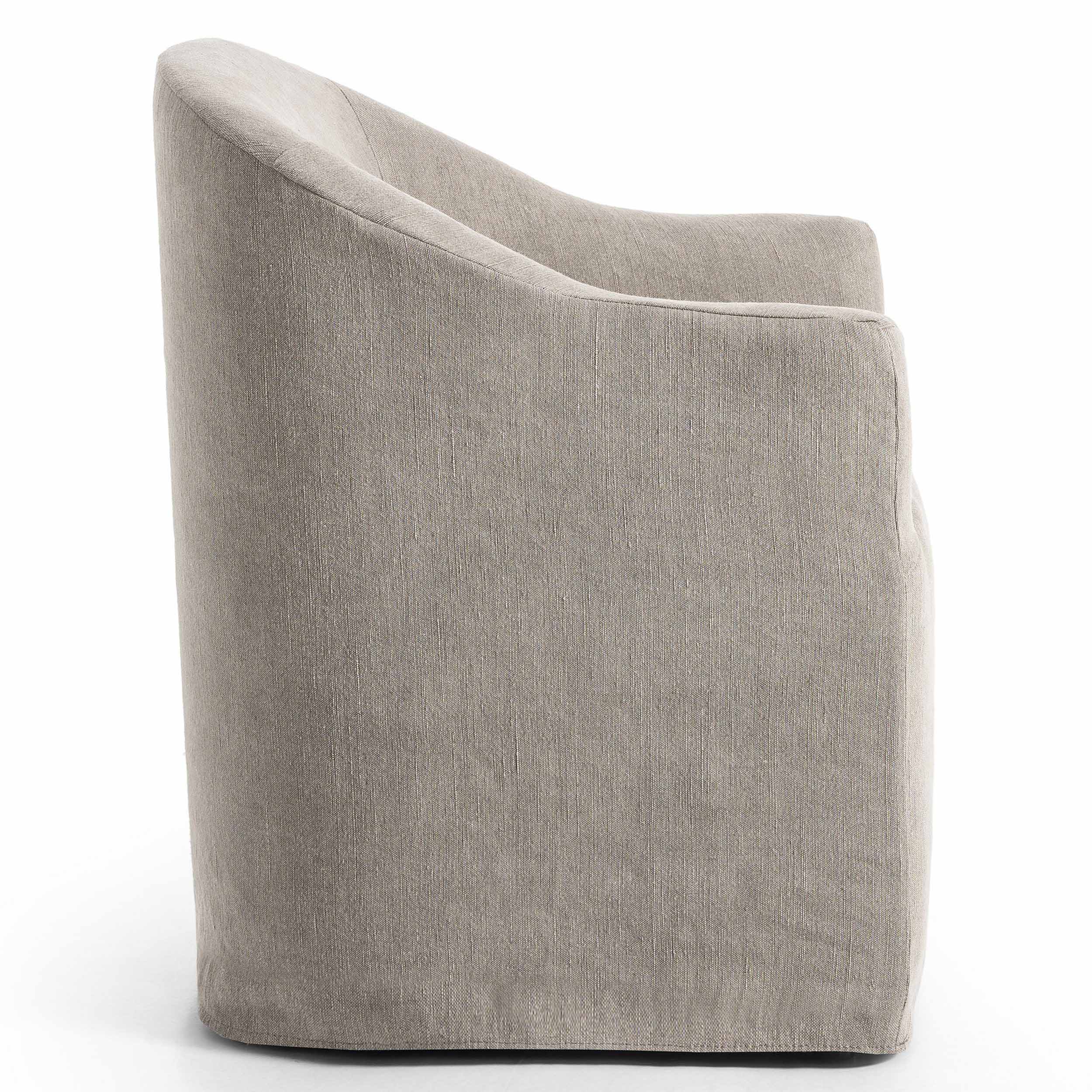 Cove Dining Chair With Casters, Heather Twill Stone