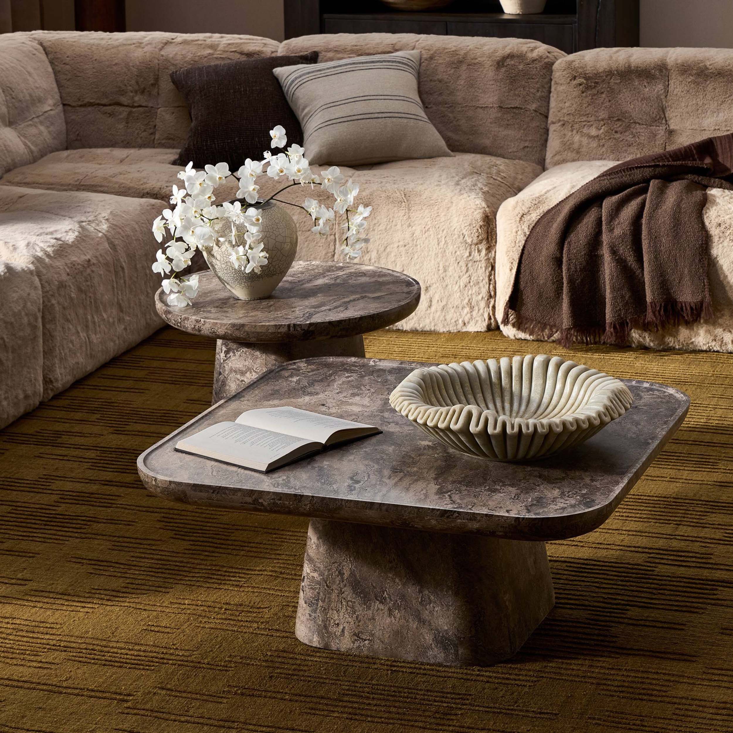 Zane Coffee Table, Warm Grey Marble