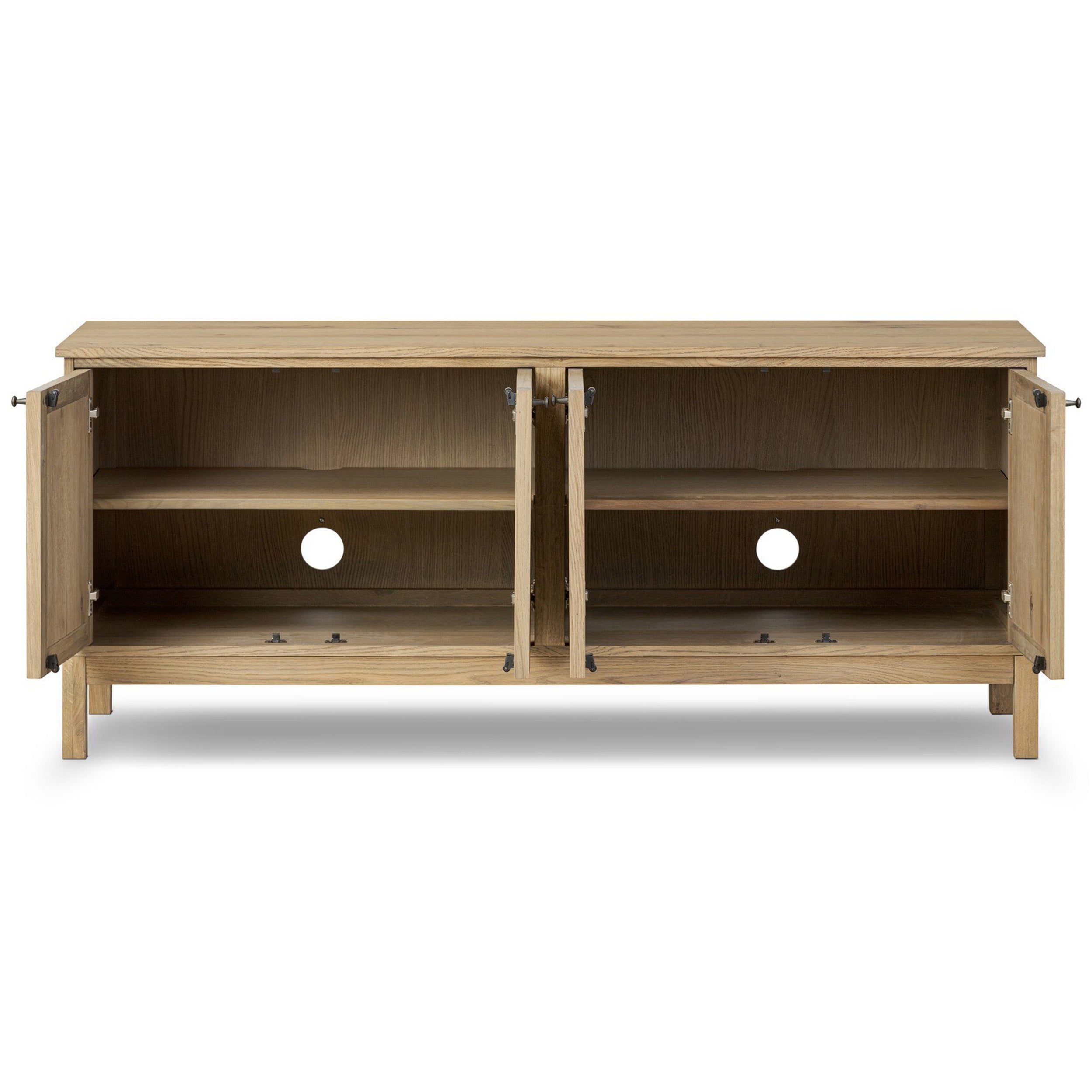Alessio Media Console, Aged Natural Oak Veneer