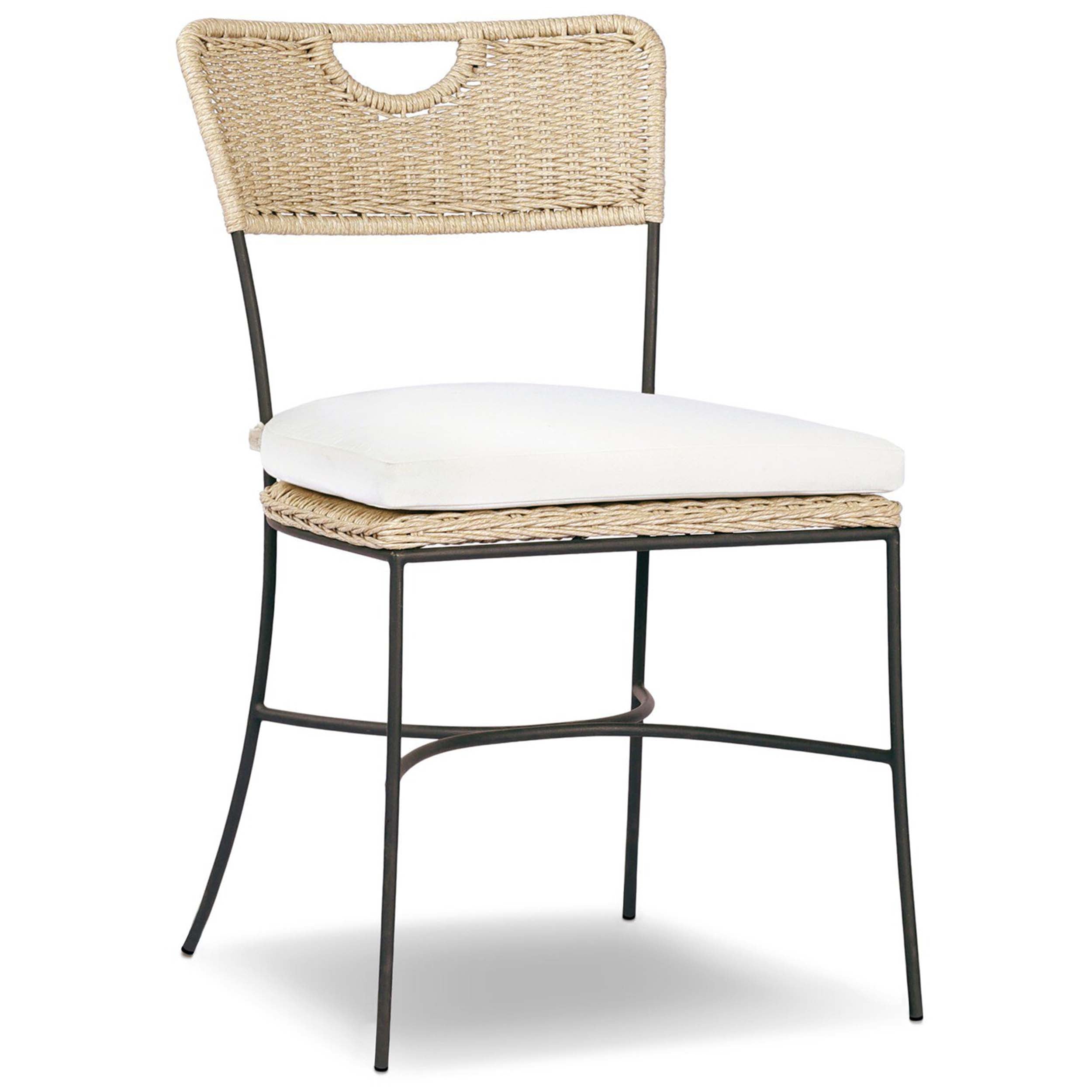 Honor Outdoor Dining Chair, Arashi Salt, Set of 2 with woven back and cushion, perfect for outdoor dining.
