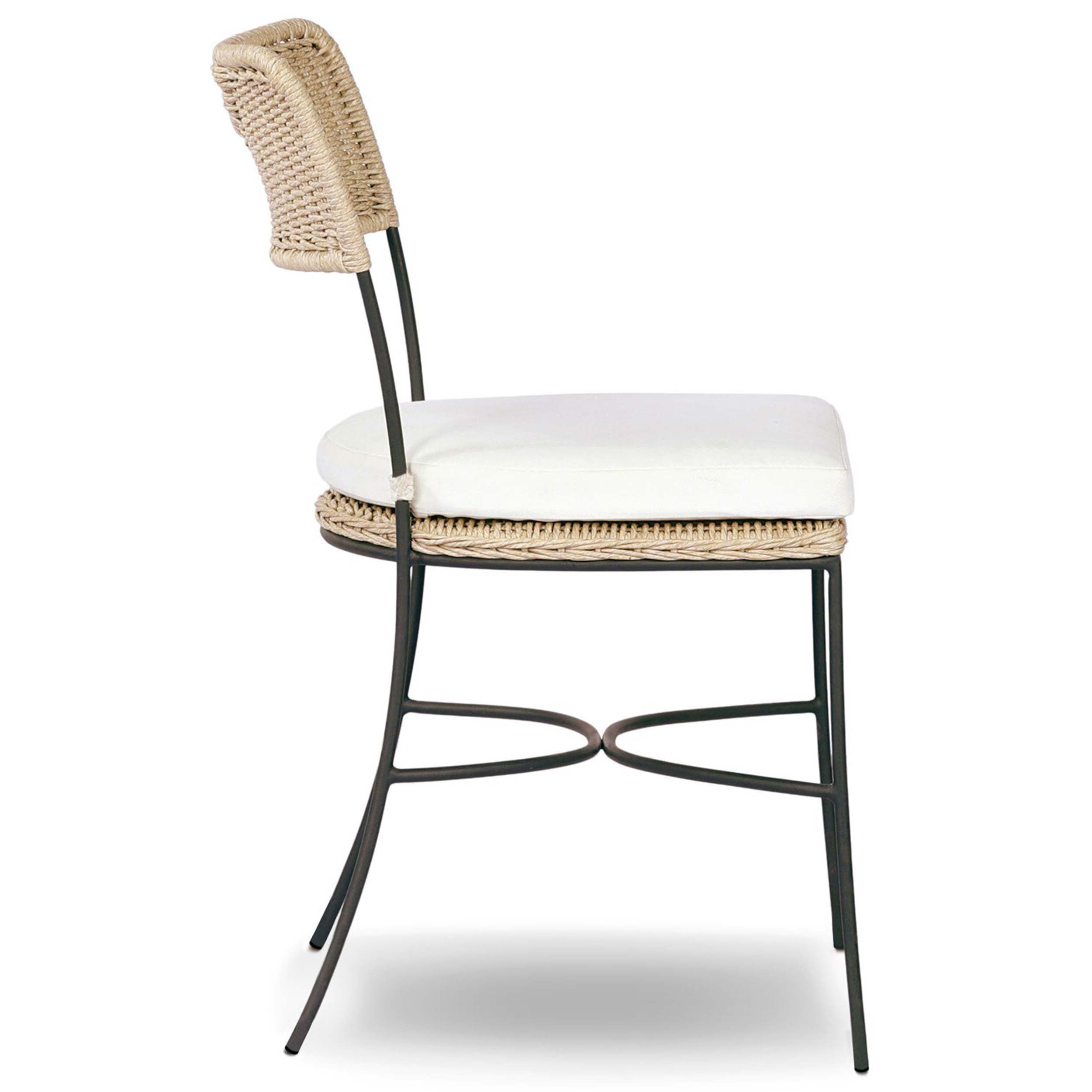 Honor Outdoor Dining Chair, Arashi Salt, Set of 2 with woven back and cushion, perfect for outdoor dining.